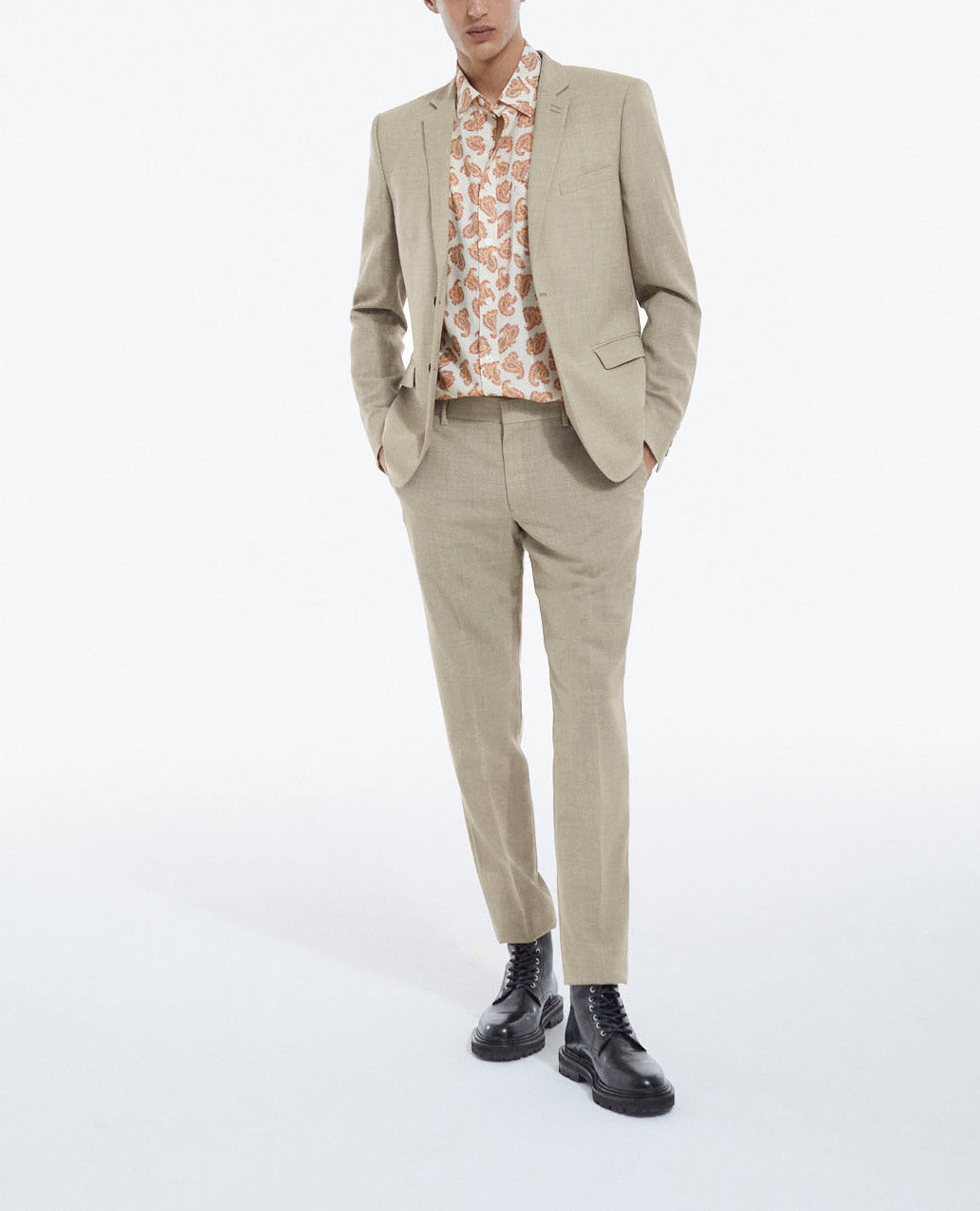 Veste habillée beige laine à poches Faume - seconde main