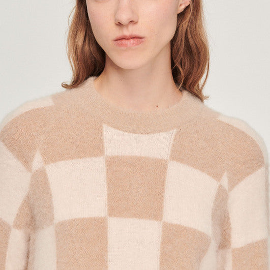 Pull en maille à motif damier Faume - seconde main