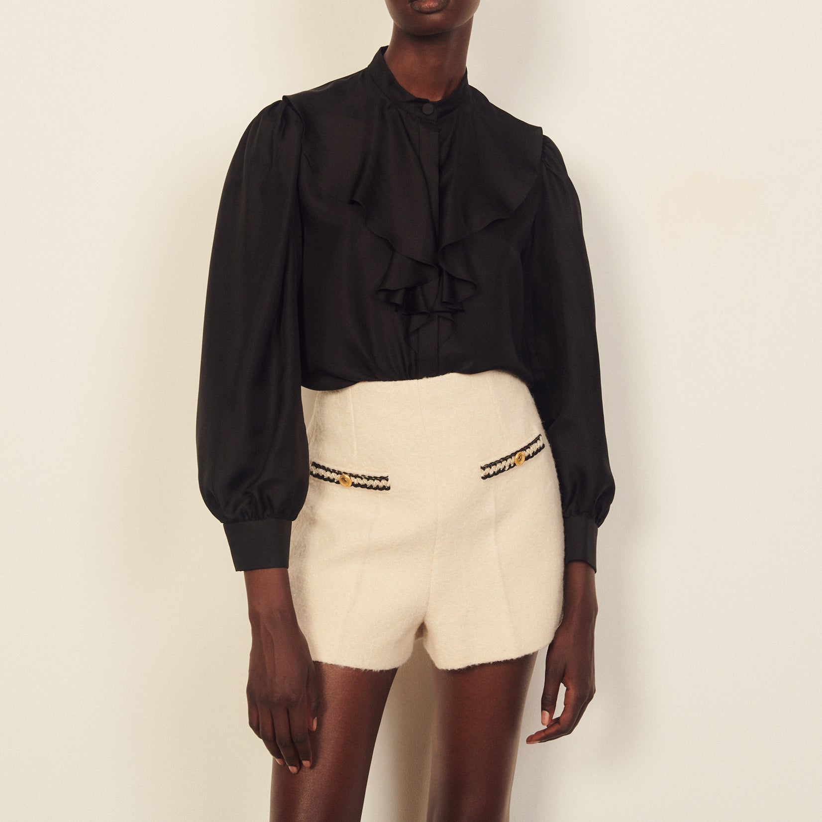 Chemise en soie à col jabot Faume - seconde main