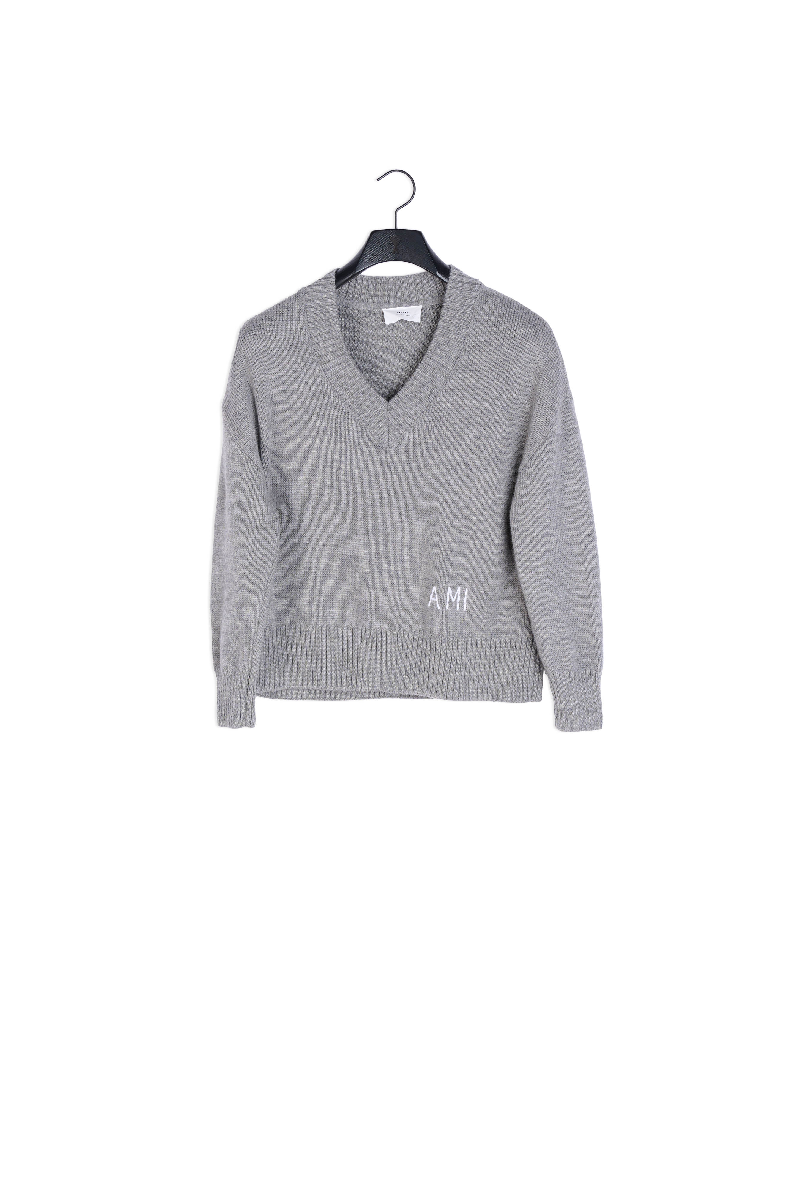 Pull Oversize Col V Broderie Ami Faume - seconde main