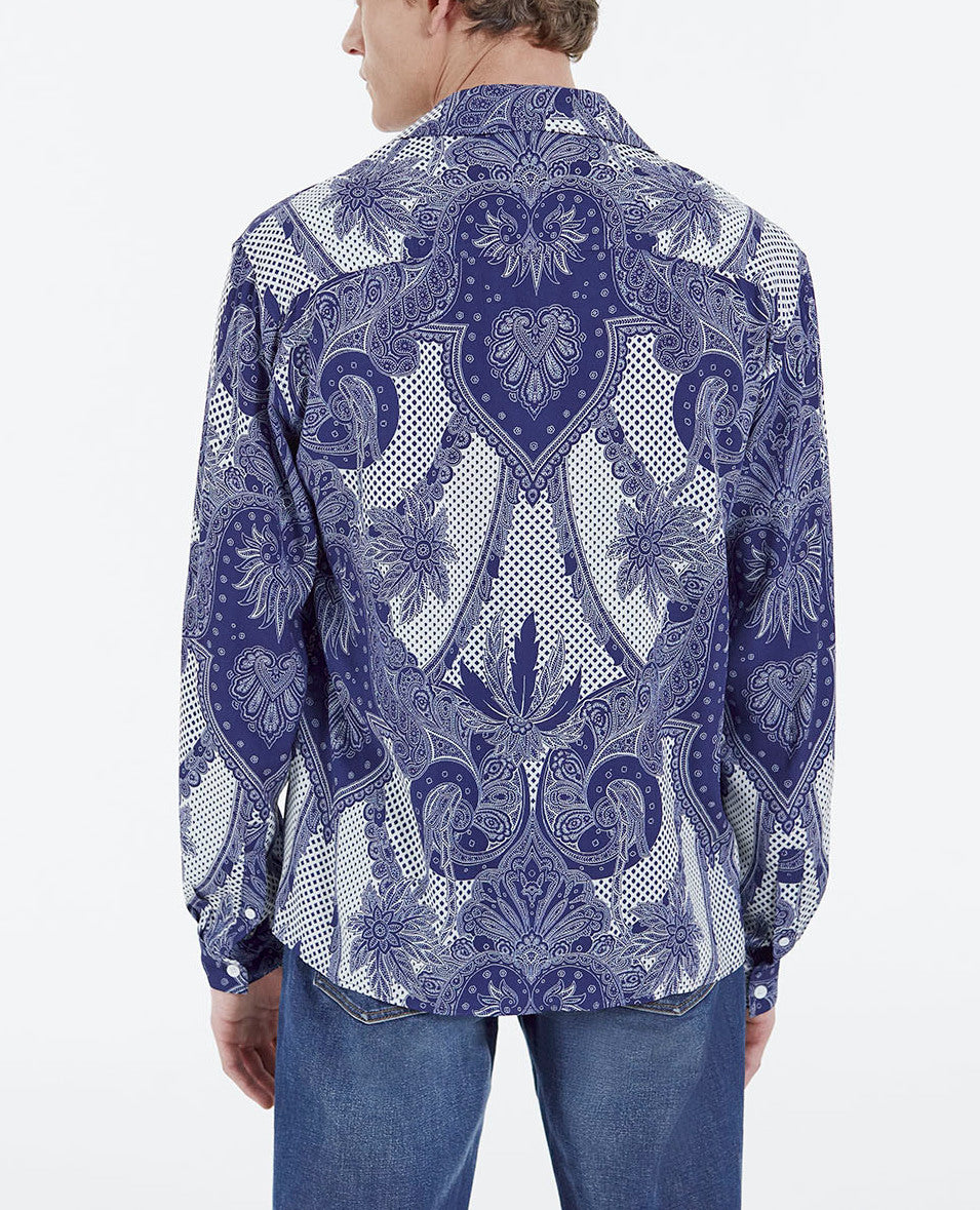 Chemise col requin bleue Faume - seconde main