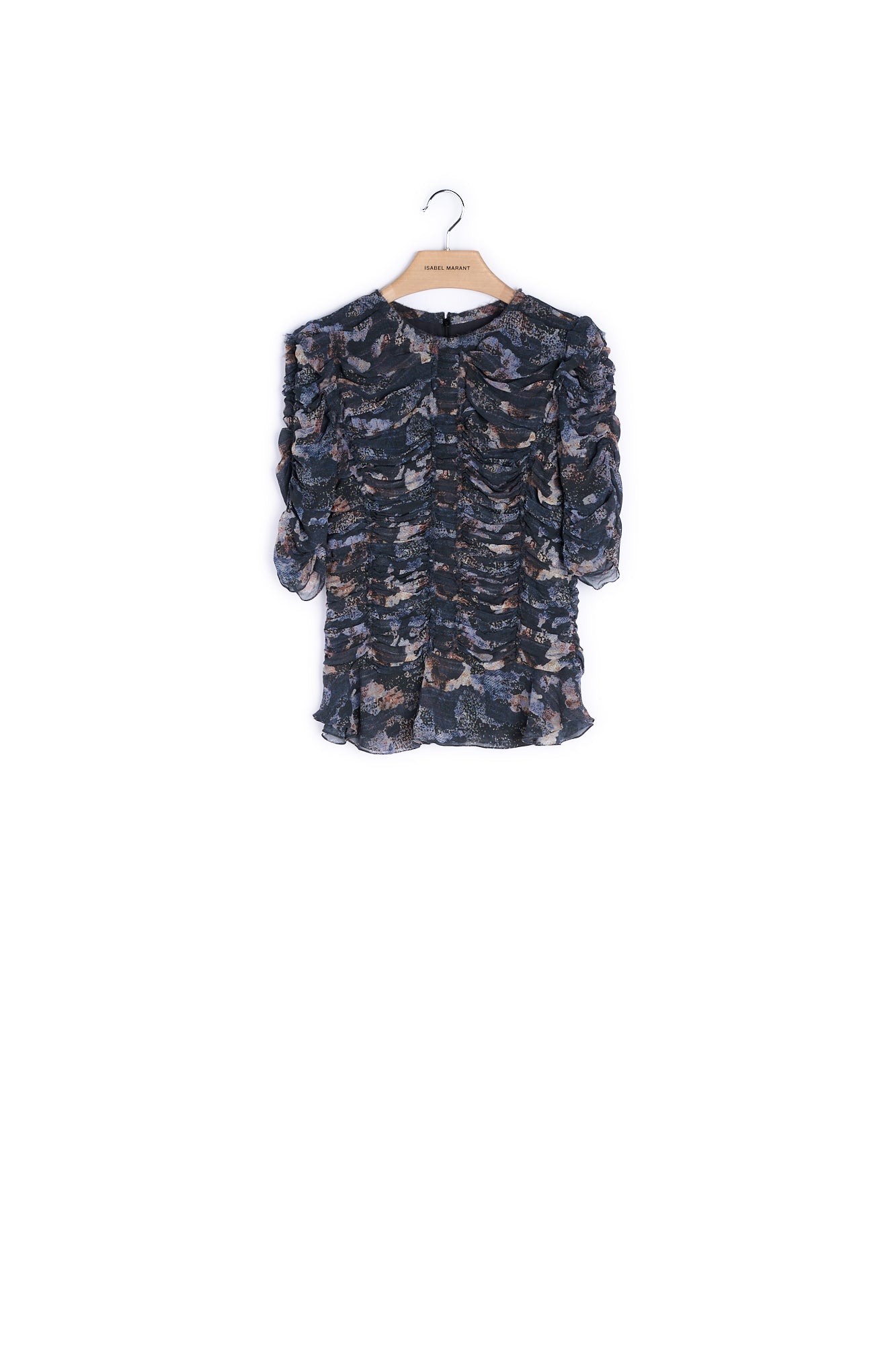 Haut col rond manches courtes effet froufrou - 38 Faume - seconde main