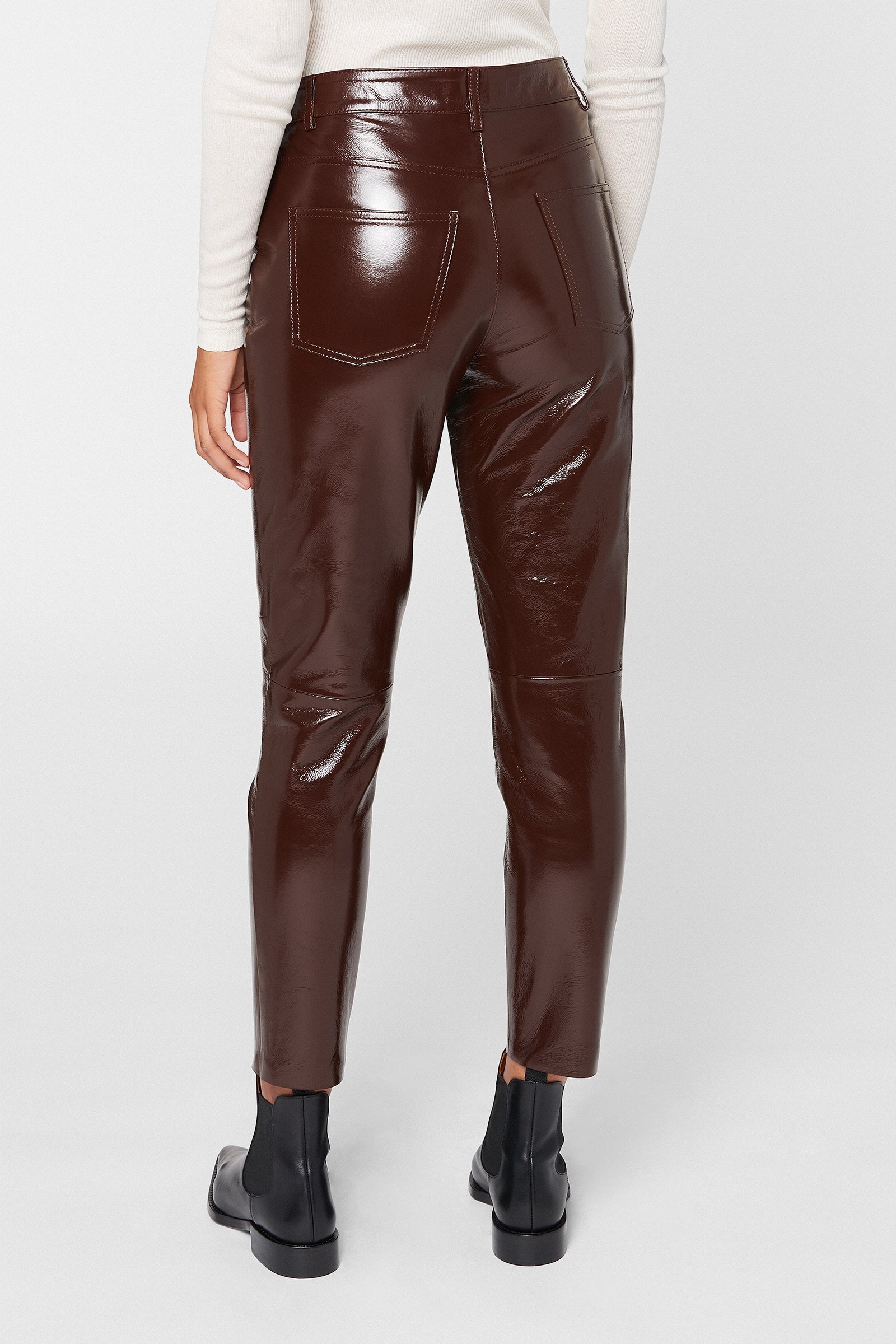 Pantalon En Cuir Vernis Faume - seconde main