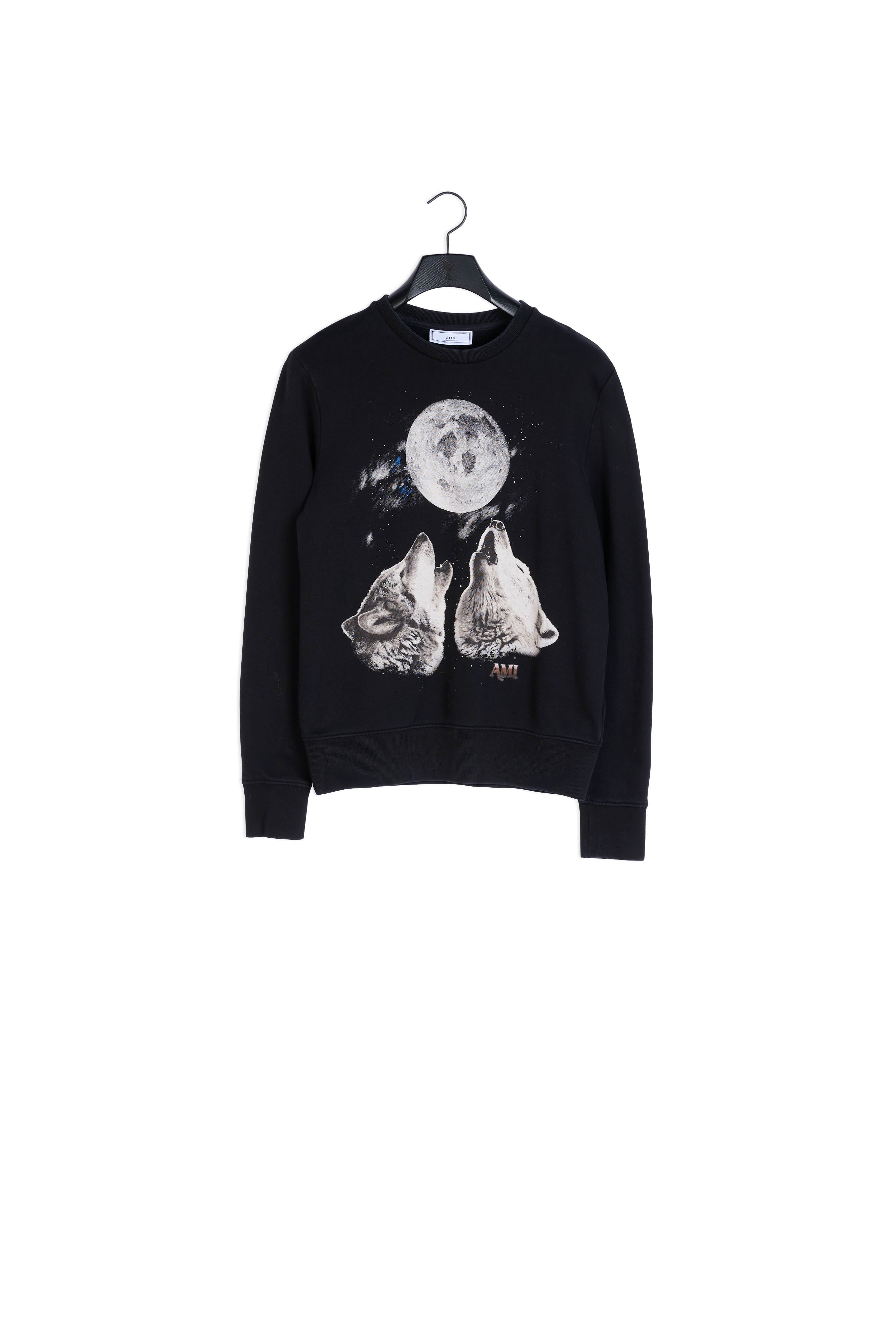 Sweatshirt Col Rond Oversize Imprime Loups Faume - seconde main