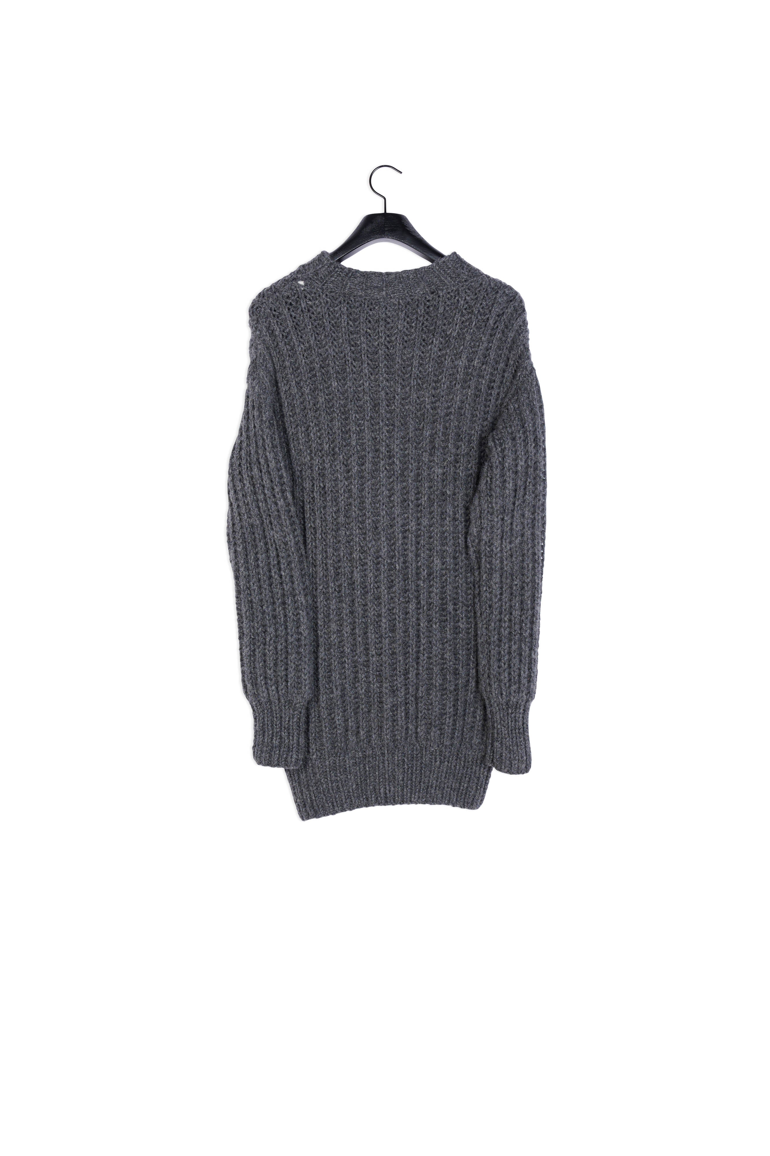 Pull Col Rond Oversize Tricote Main A Cotes Faume - seconde main