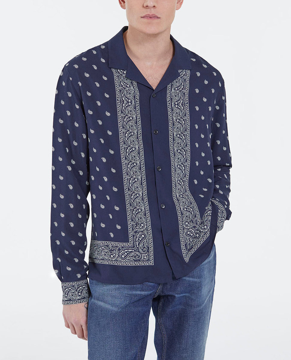 Chemise marine imprimé bandana Faume - seconde main