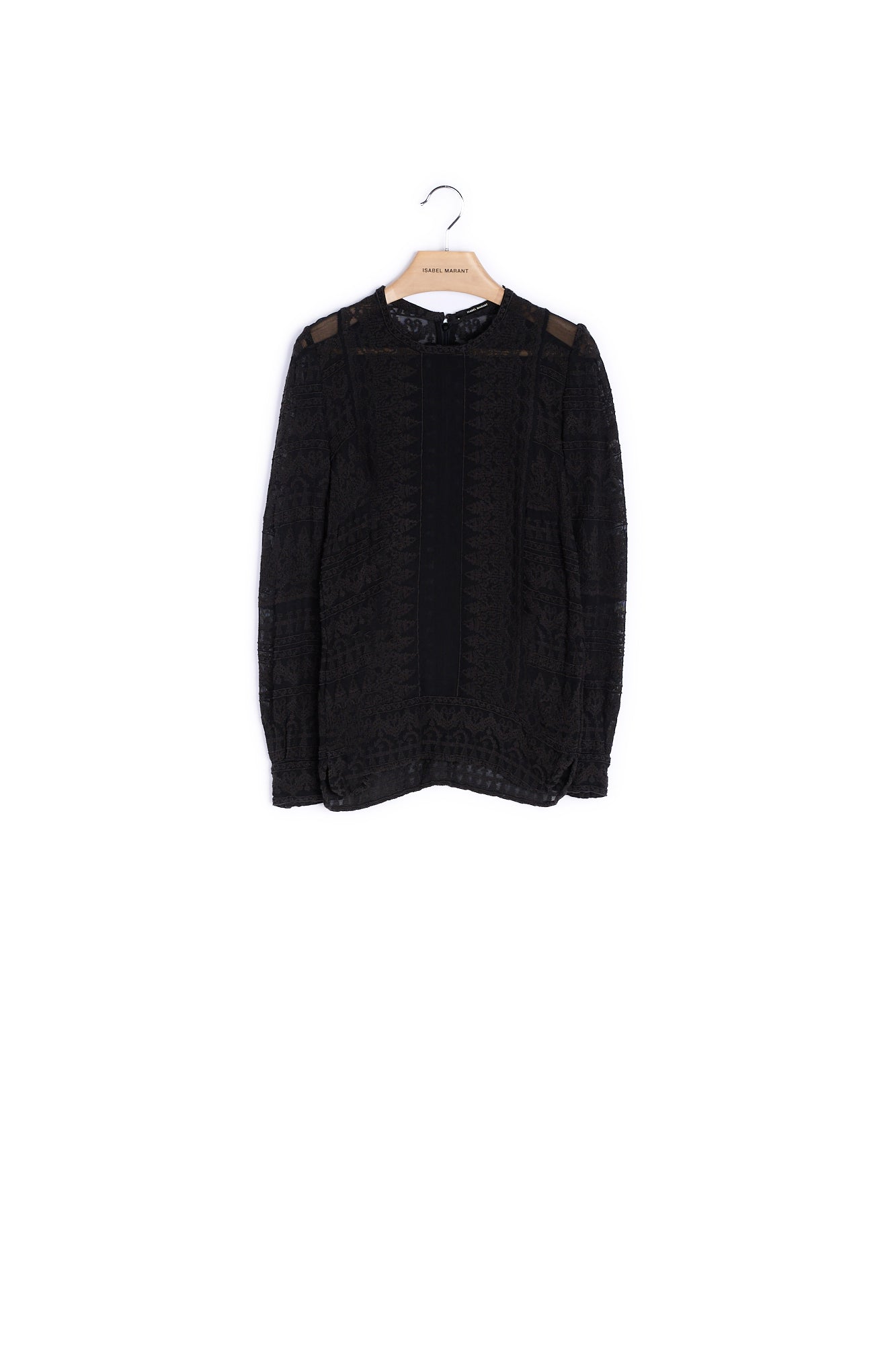 Haut manches longues col rond et dentelles - 36 Faume - seconde main