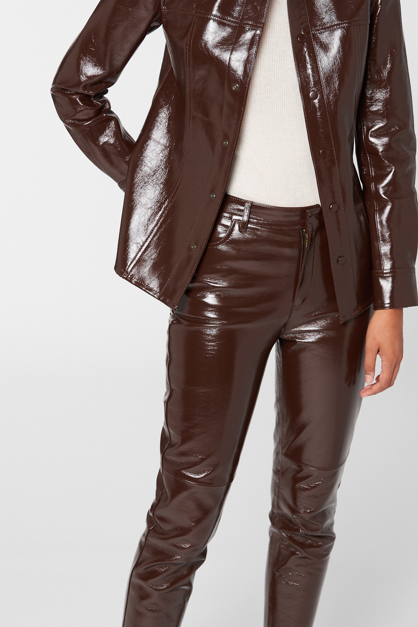 Pantalon En Cuir Vernis Faume - seconde main