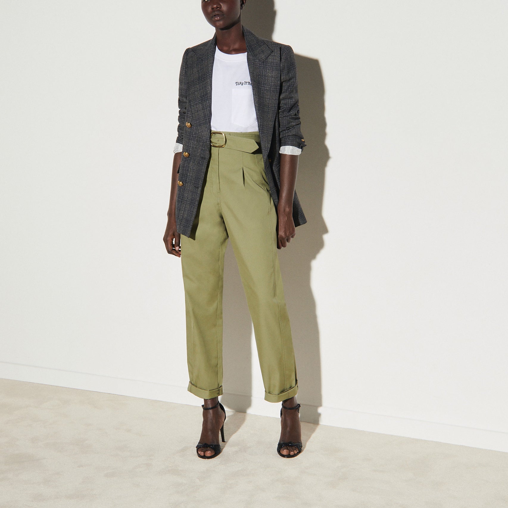 Pantalon large taille haute en gabardine Faume - seconde main