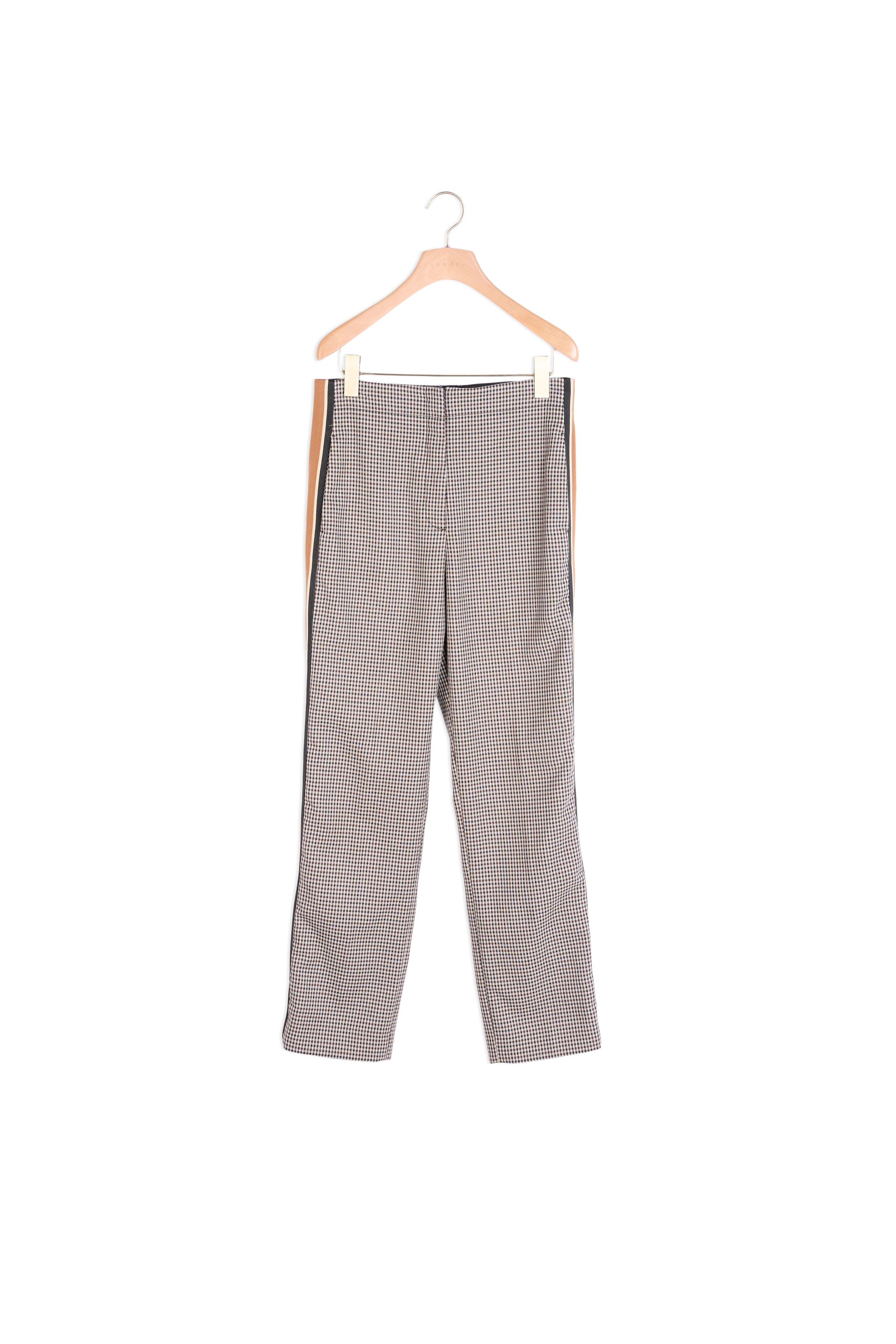 Pantalon droit à carreaux et galons Faume - seconde main