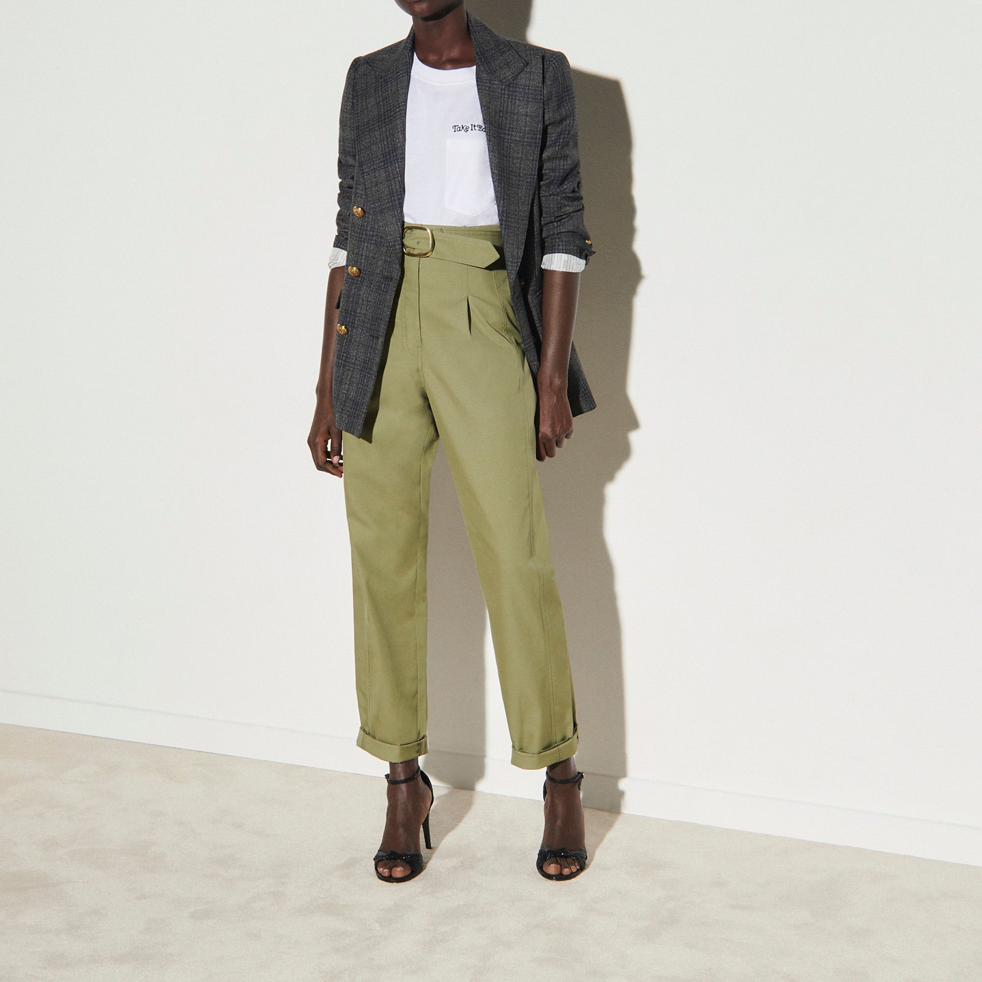 Pantalon large taille haute en gabardine Faume - seconde main