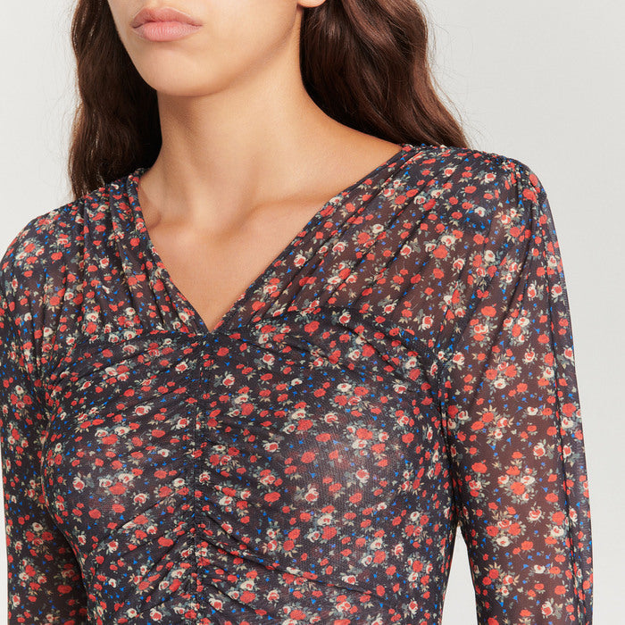 Top en tulle à imprimé fleuri Faume - seconde main