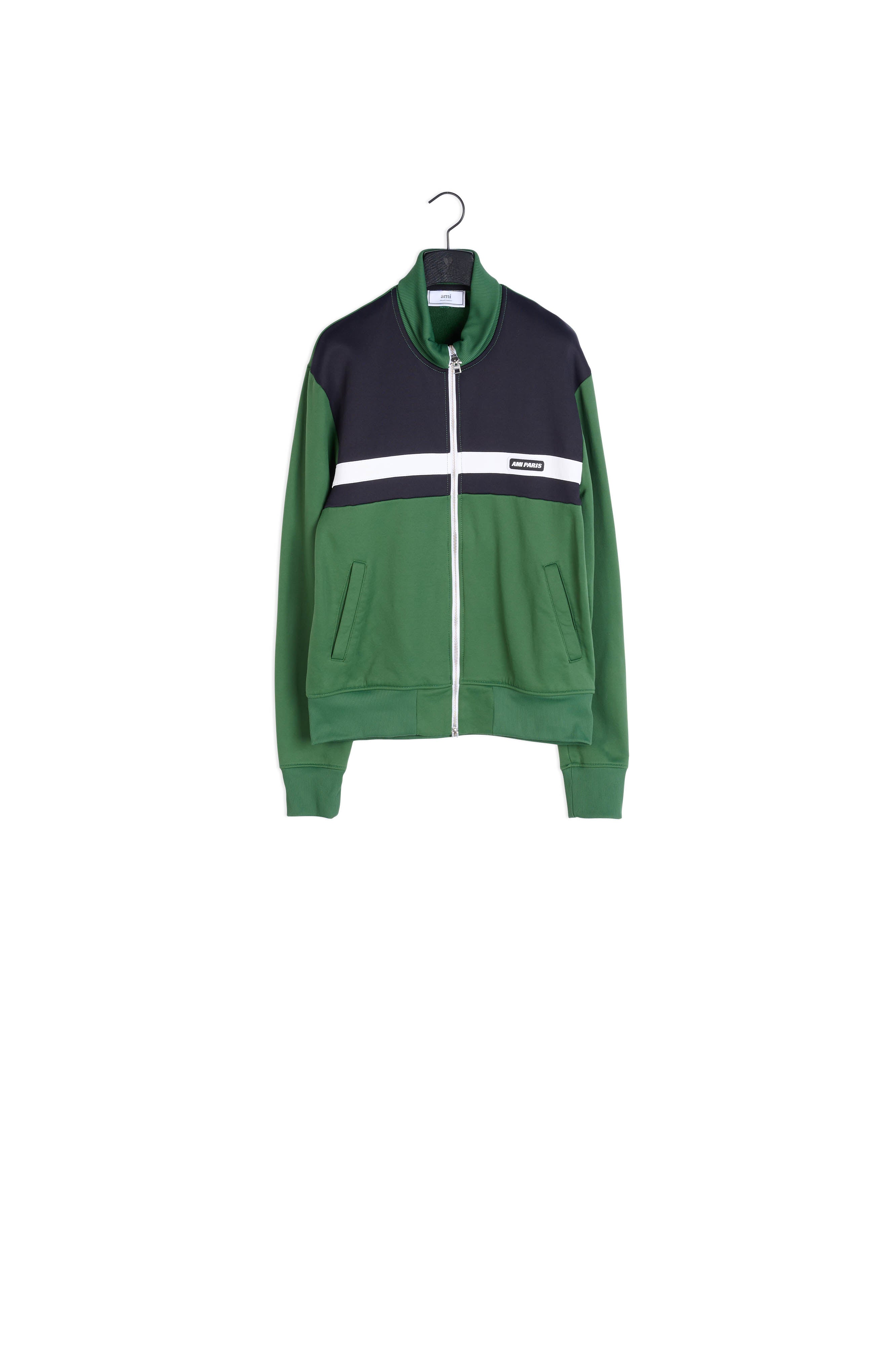Sweatshirt Zippe Col Montant Patch “Ami Paris” Sur La Poitrine Faume - seconde main