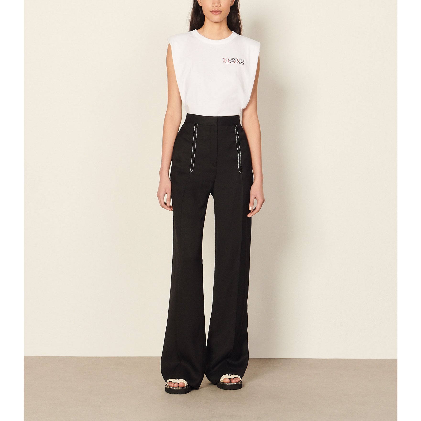 Pantalon de tailleur avec surpiqures Faume - seconde main