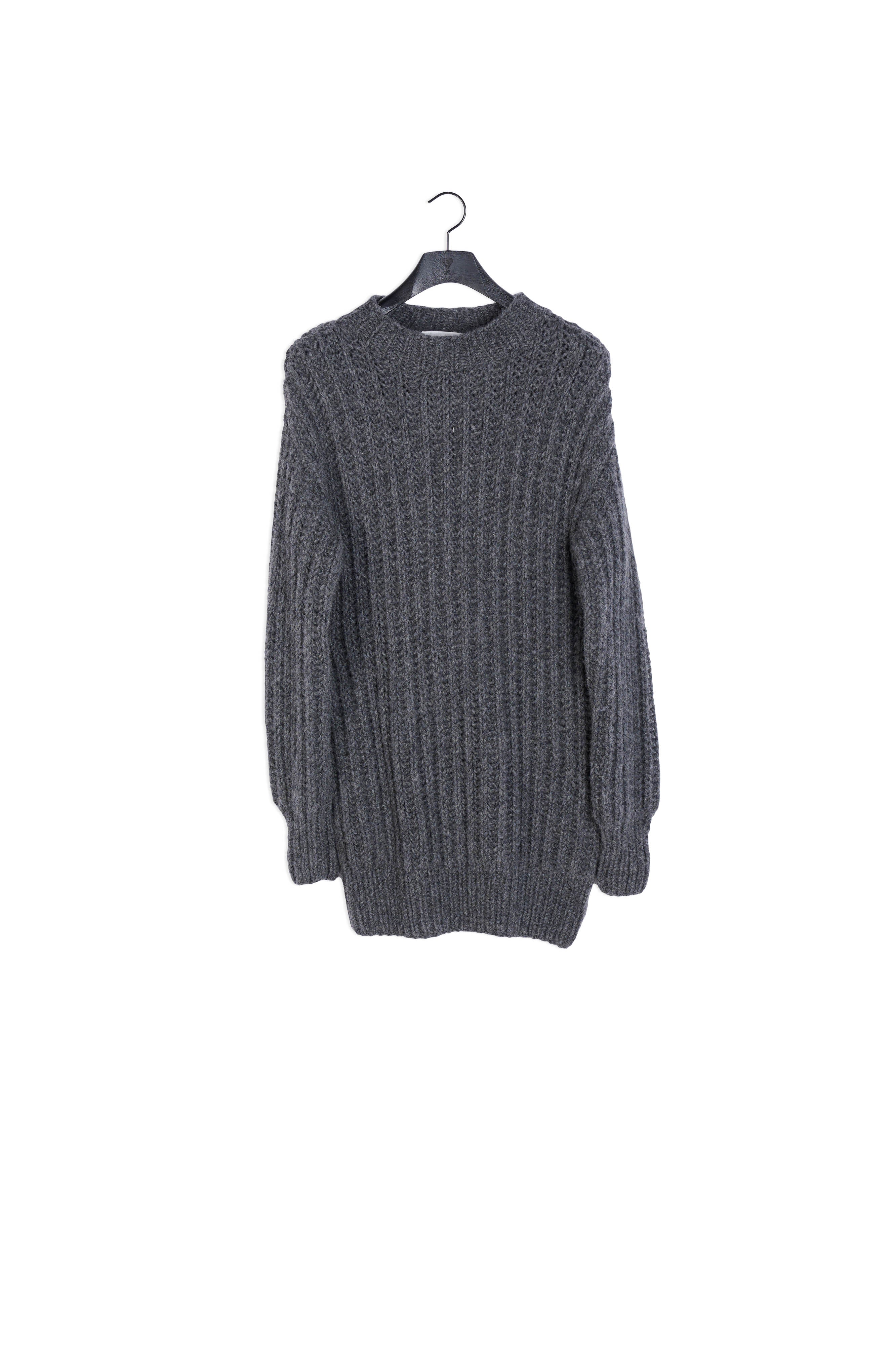Pull Col Rond Oversize Tricote Main A Cotes Faume - seconde main