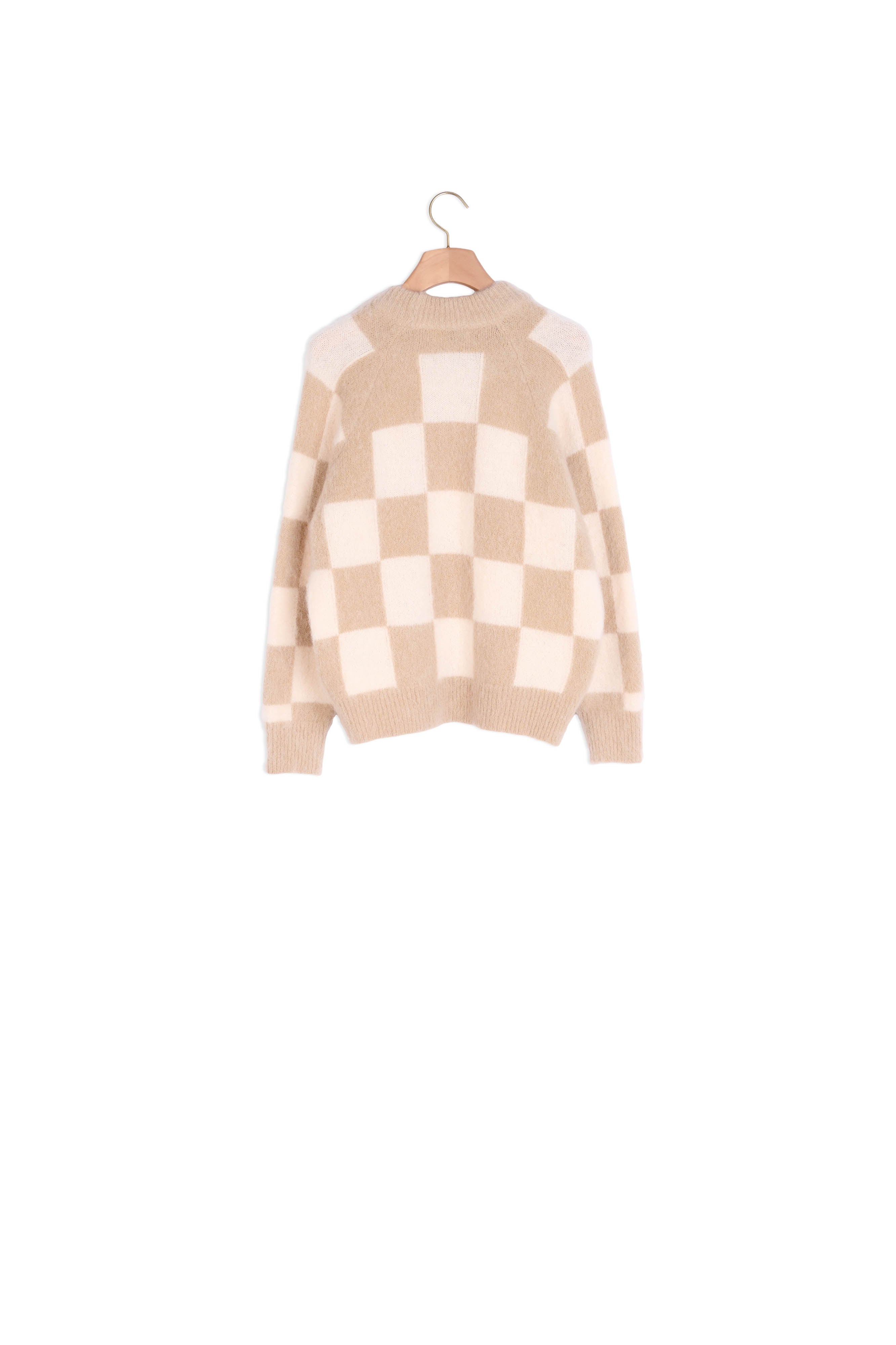 Pull en maille à motif damier Faume - seconde main