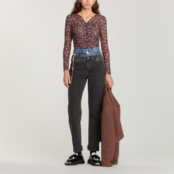 Top en tulle à imprimé fleuri Faume - seconde main