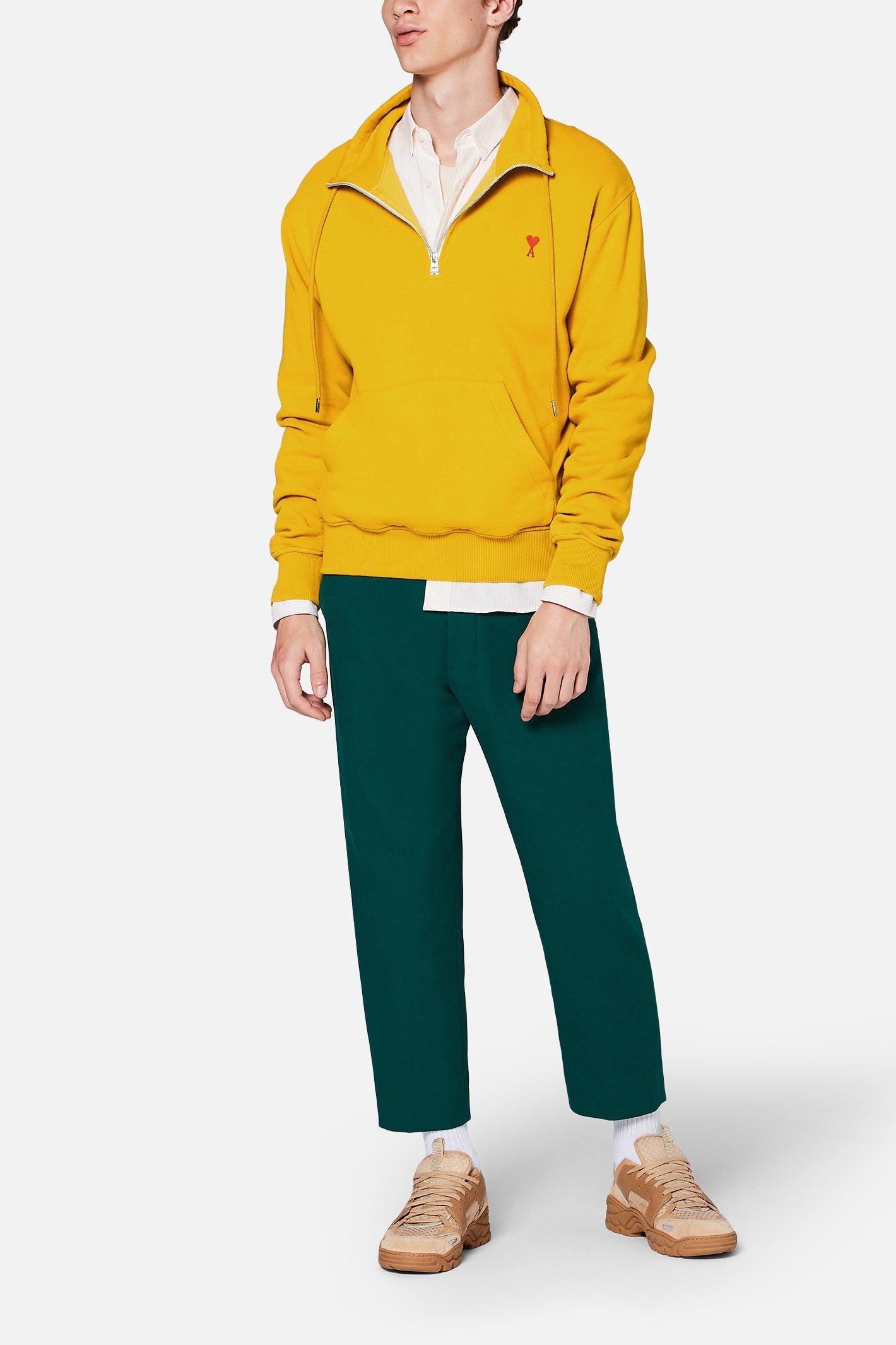 Sweatshirt Zippe Col Montant Broderie Ami De Coeur Rouge Faume - seconde main