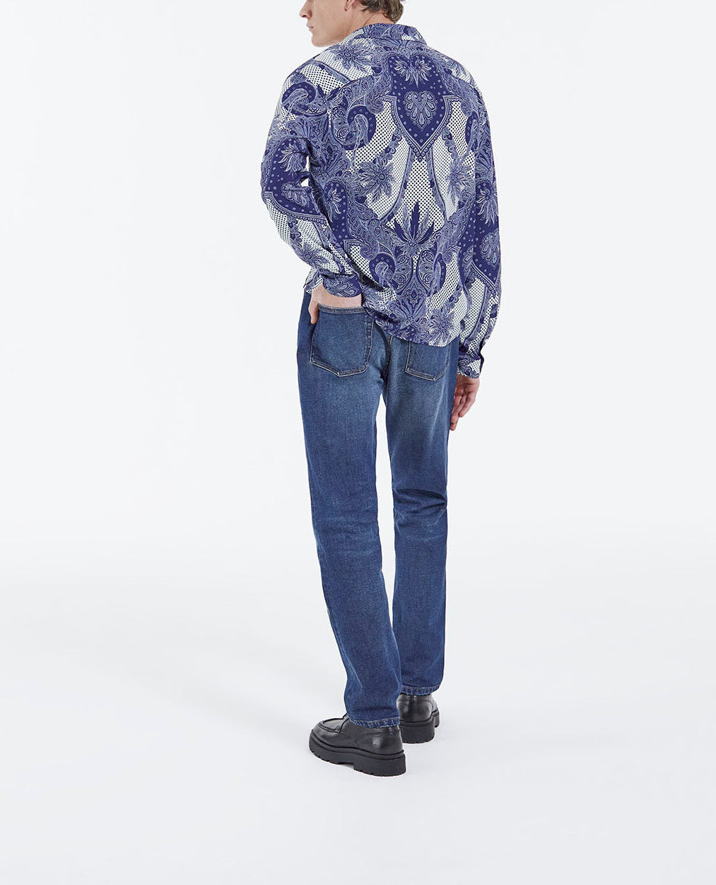 Chemise col requin bleue Faume - seconde main