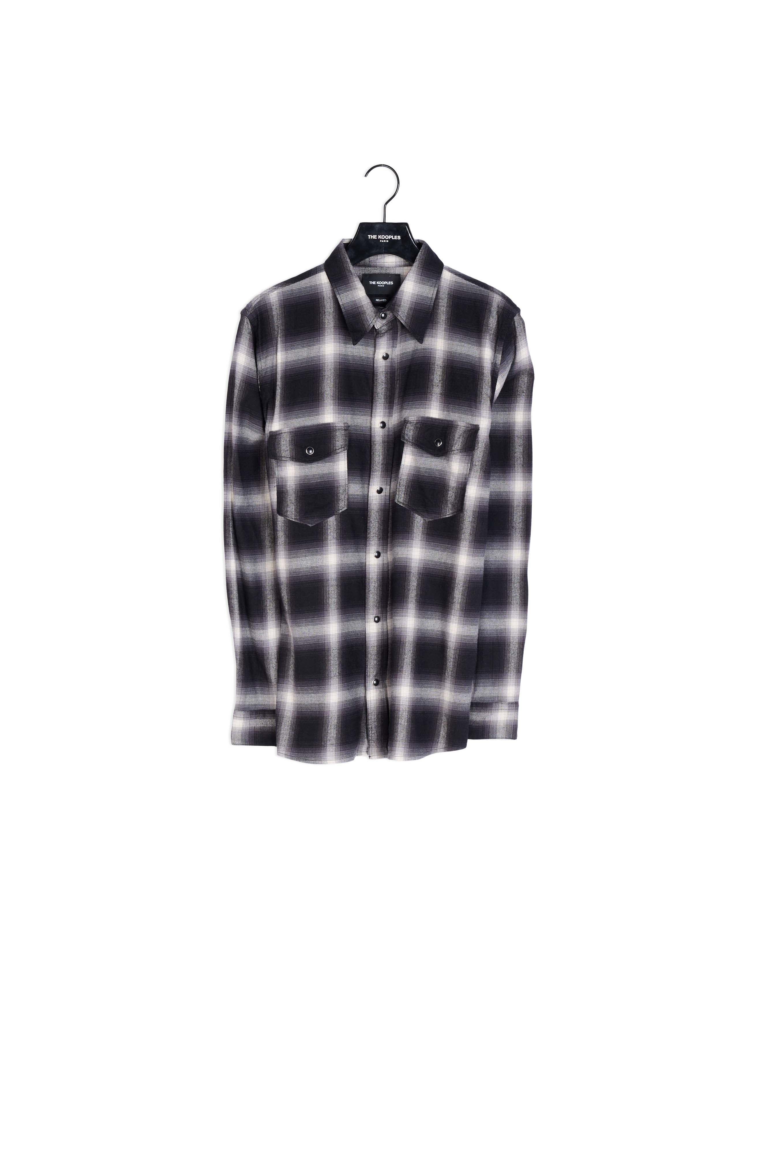 Chemise à carreaux noir manches longues Faume - seconde main