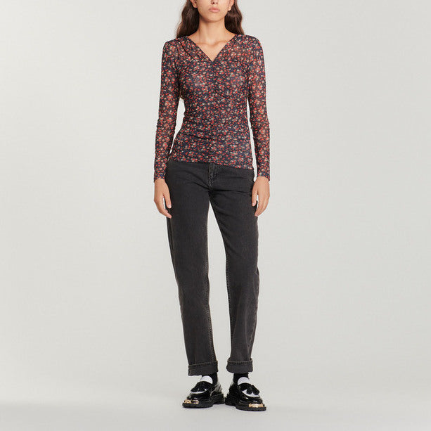 Top en tulle à imprimé fleuri Faume - seconde main