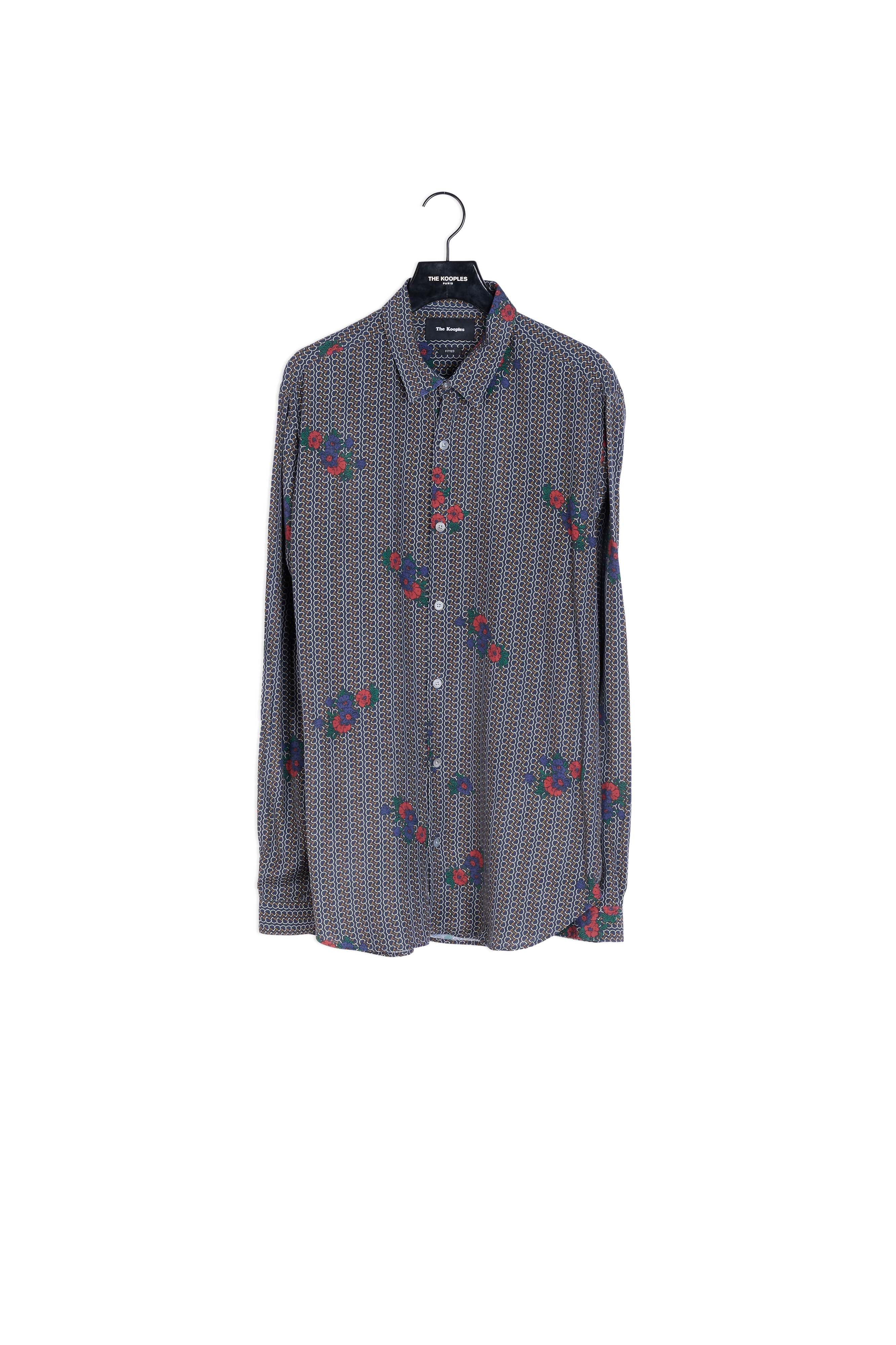 Chemise grise imprimée fleurie Faume - seconde main