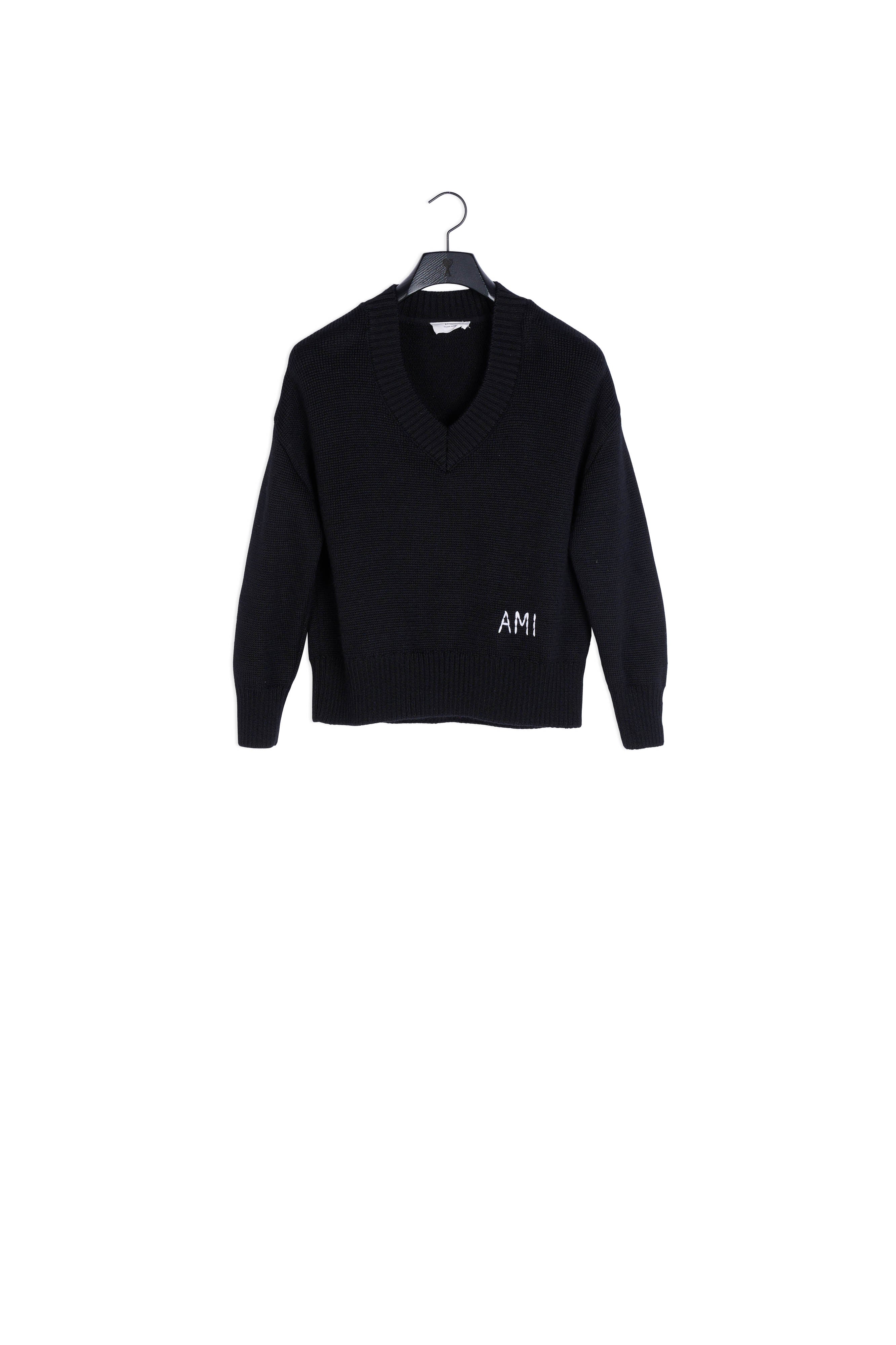Pull Oversize Col V Broderie Ami Faume - seconde main