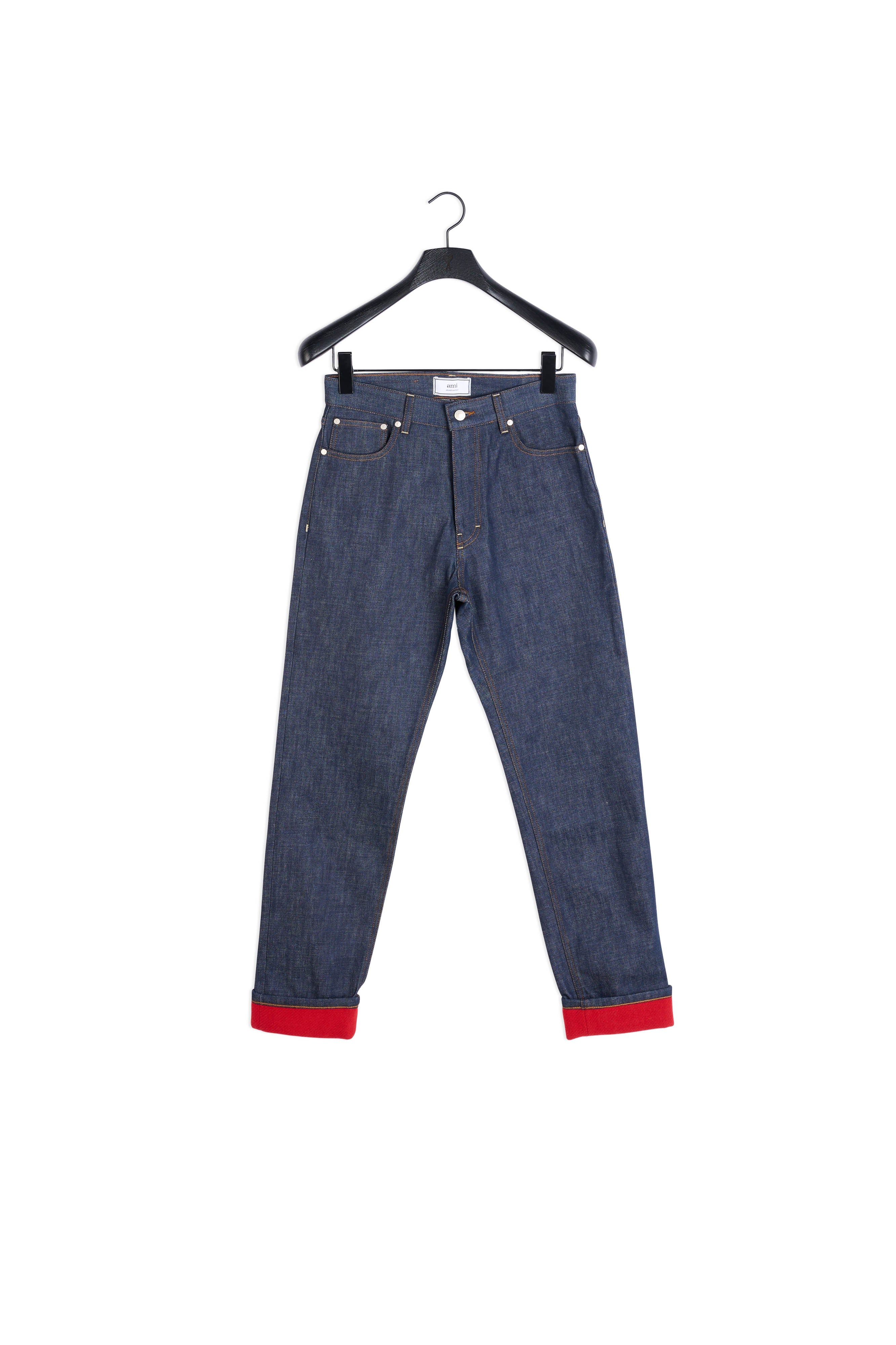 Jean 5 Poches Straight Fit Revers Contrastés Faume - seconde main