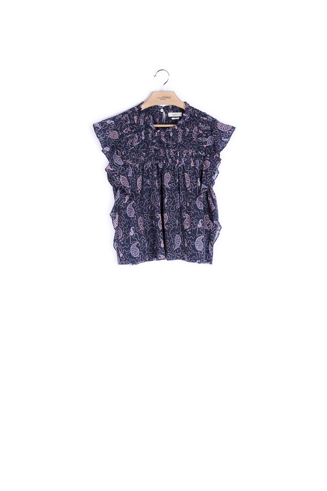 Haut à volants col rond manches courtes - 36 Faume - seconde main