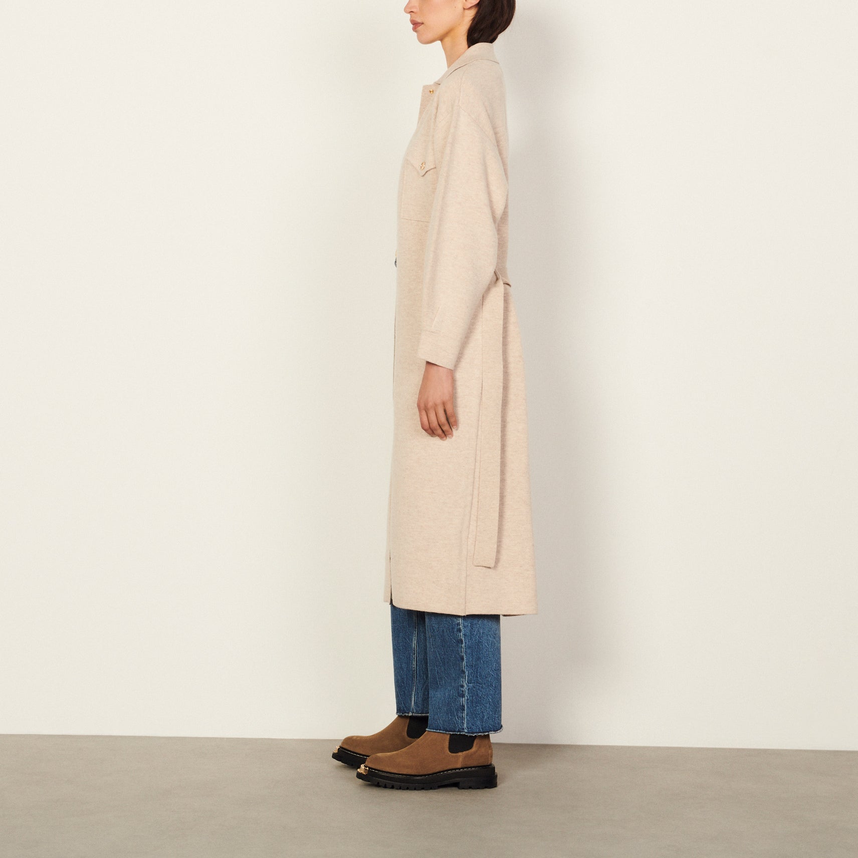 Cardi-coat long en laine Faume - seconde main