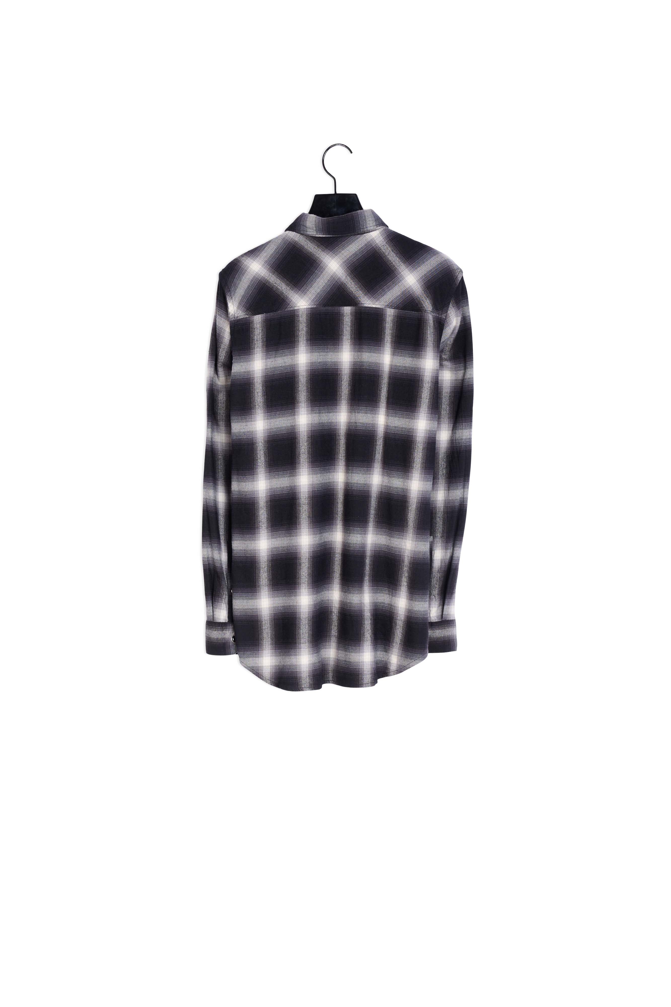 Chemise à carreaux noir manches longues Faume - seconde main