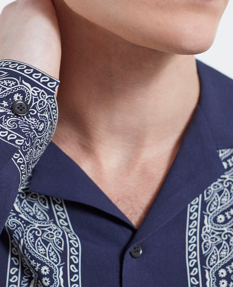 Chemise marine imprimé bandana Faume - seconde main