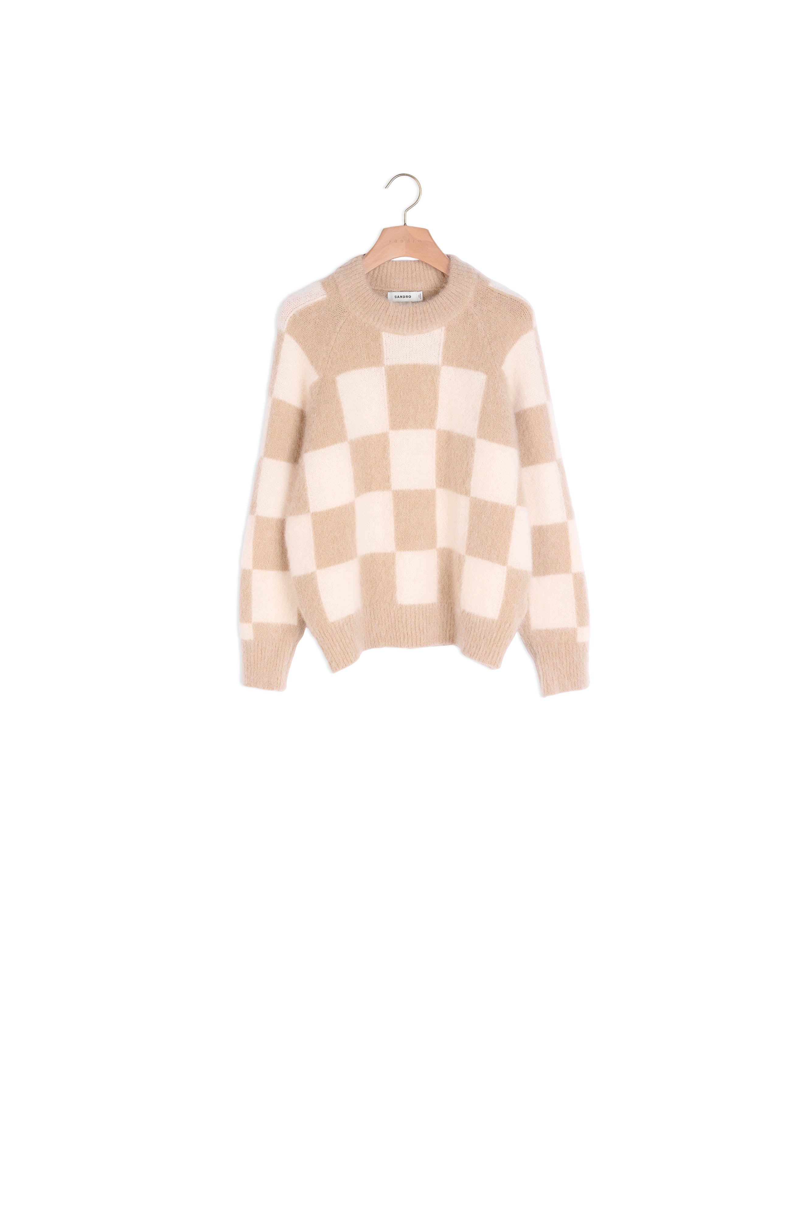 Pull en maille à motif damier Faume - seconde main