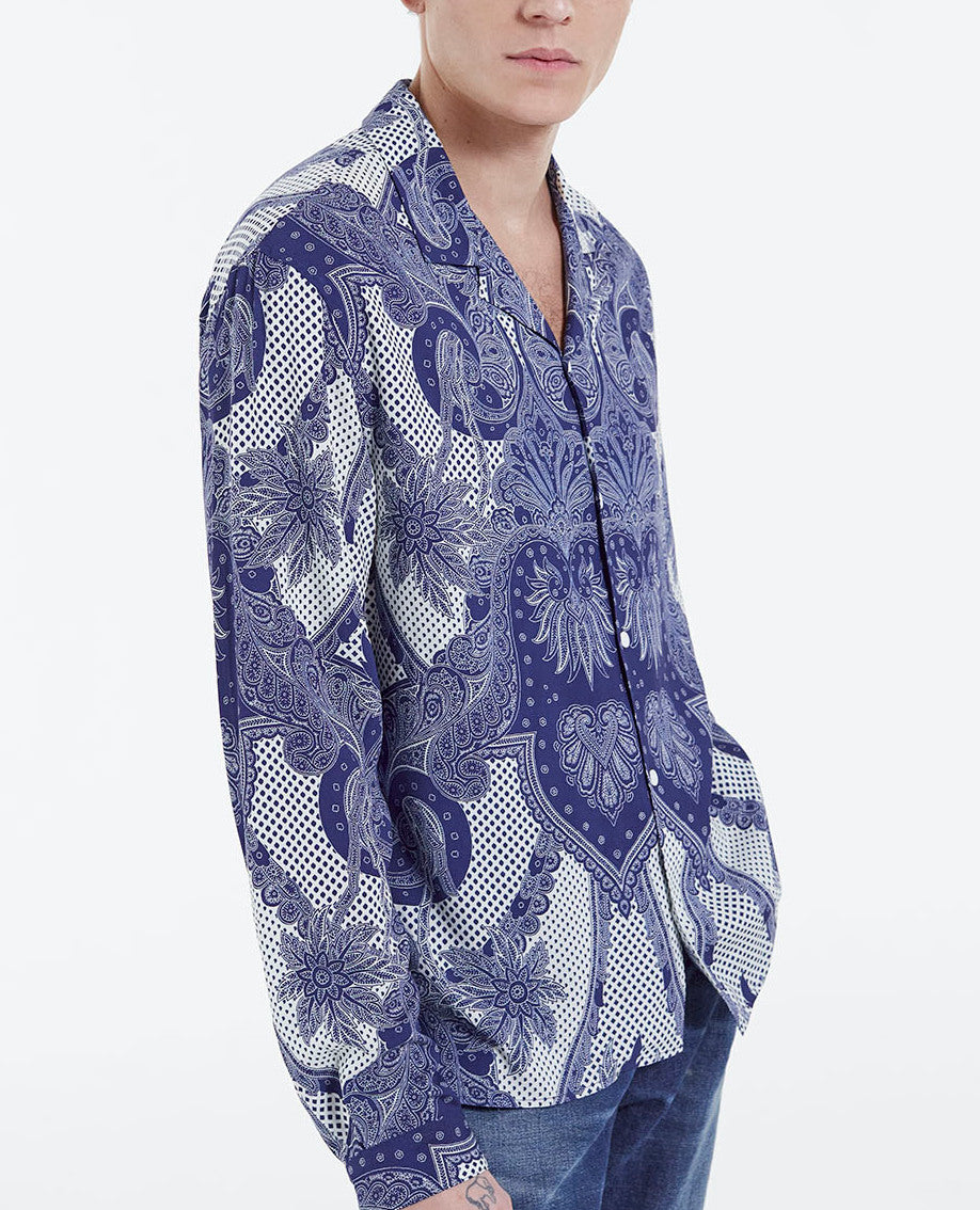 Chemise col requin bleue Faume - seconde main