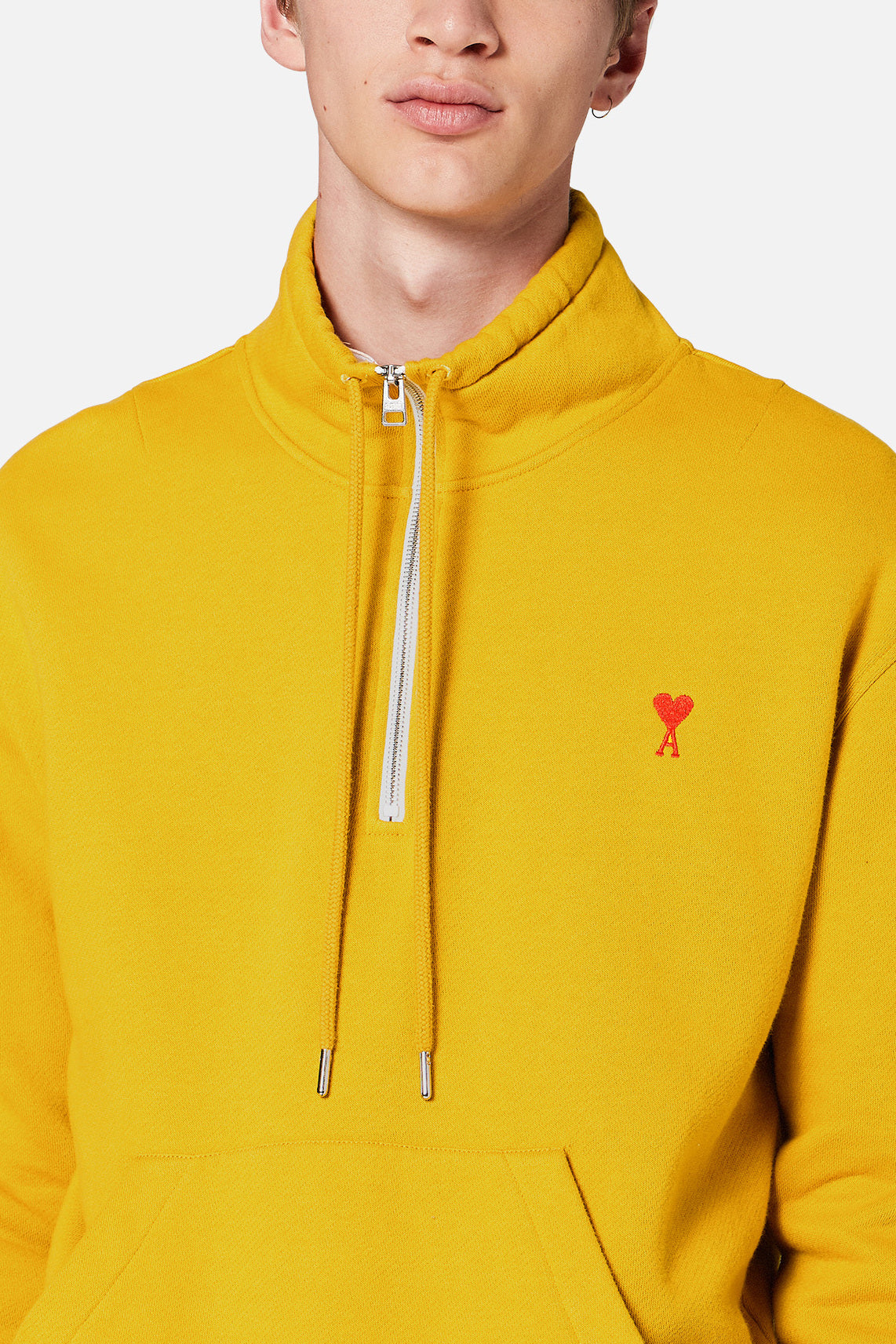 Sweatshirt Zippe Col Montant Broderie Ami De Coeur Rouge Faume - seconde main