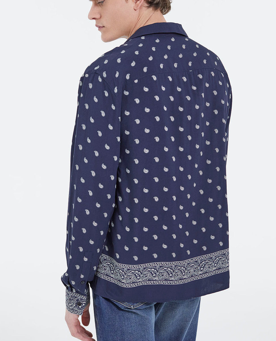 Chemise marine imprimé bandana Faume - seconde main