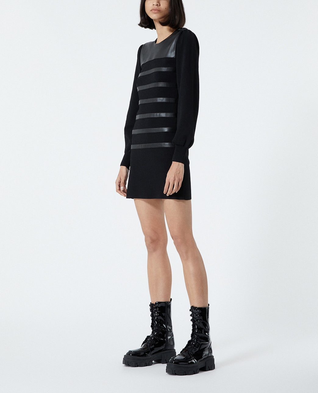 Robe maille noire style marinière Faume - seconde main