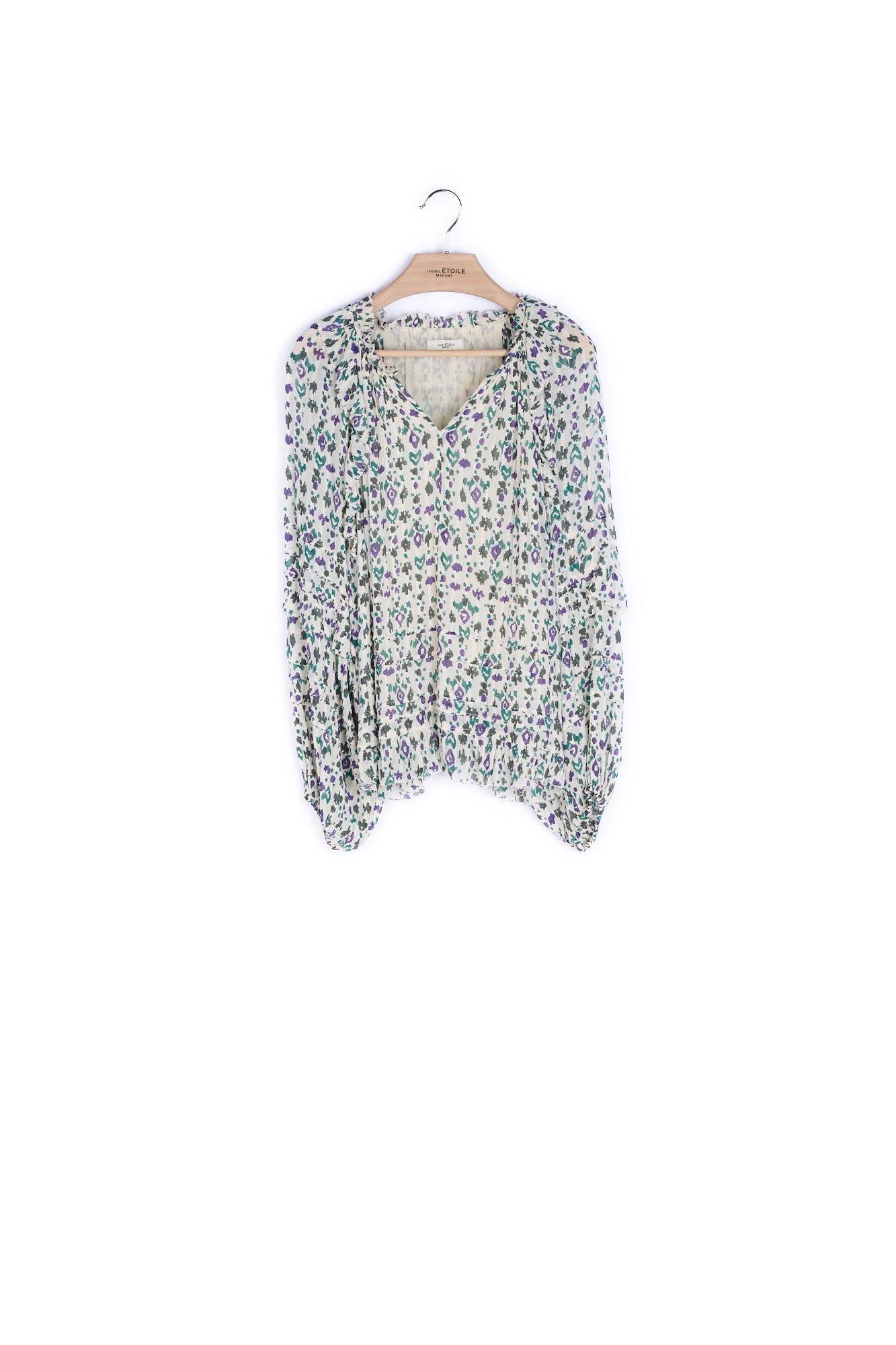 Blouse Imprimé manches longues à volants - 38 Faume - seconde main