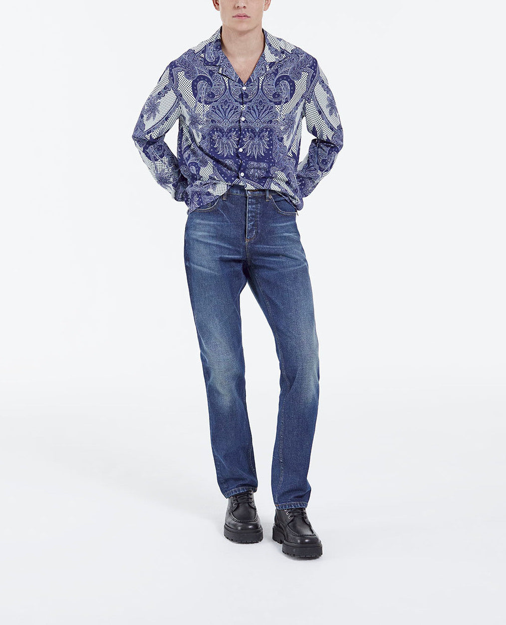 Chemise col requin bleue Faume - seconde main