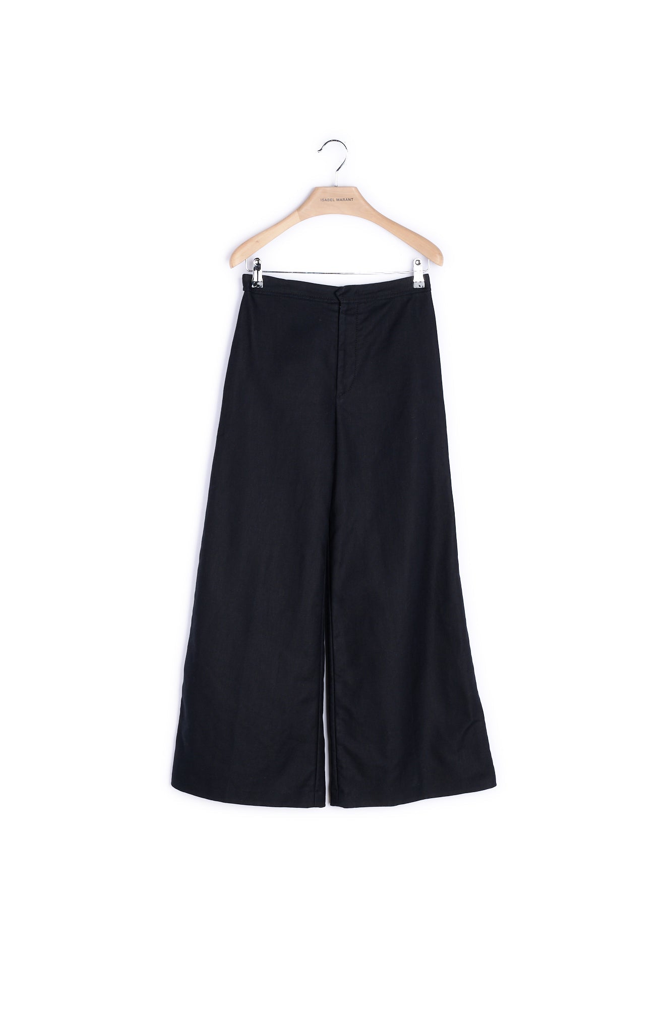 Pantalon à coupe évasée en coton et lin - 36 Faume - seconde main