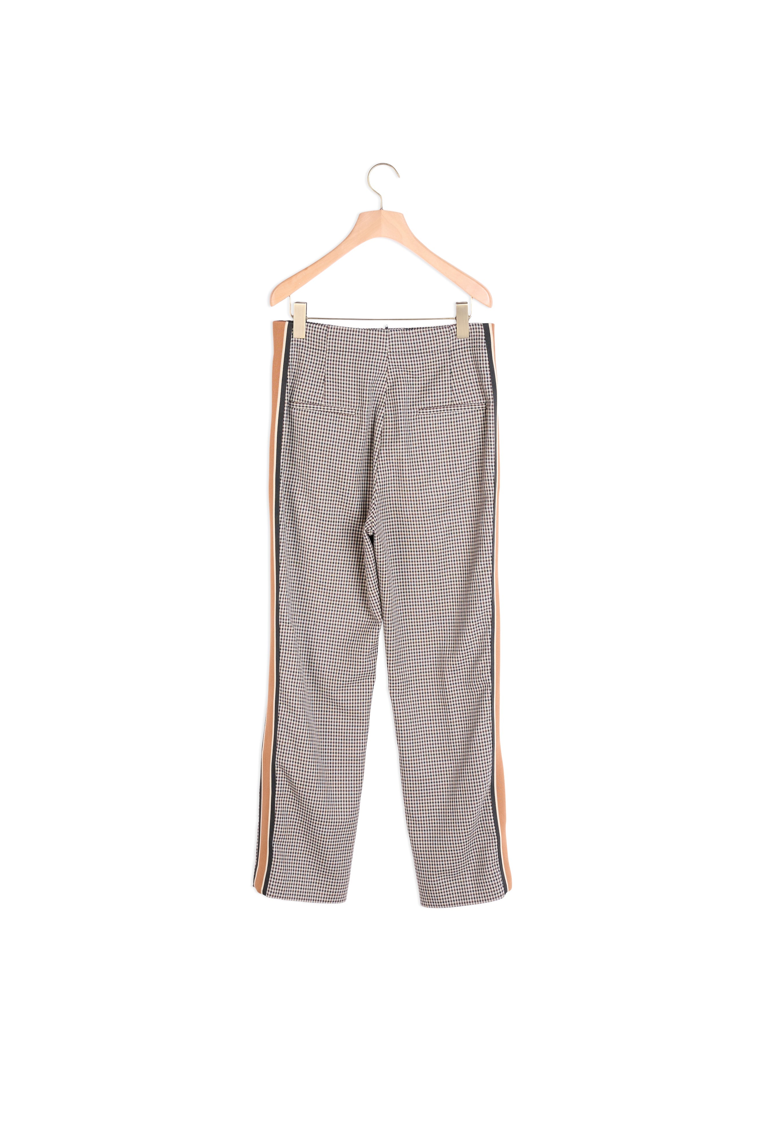 Pantalon droit à carreaux et galons Faume - seconde main