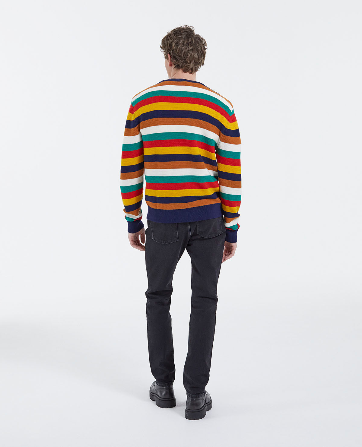 Pull rayé multicolore laine à col rond Faume - seconde main