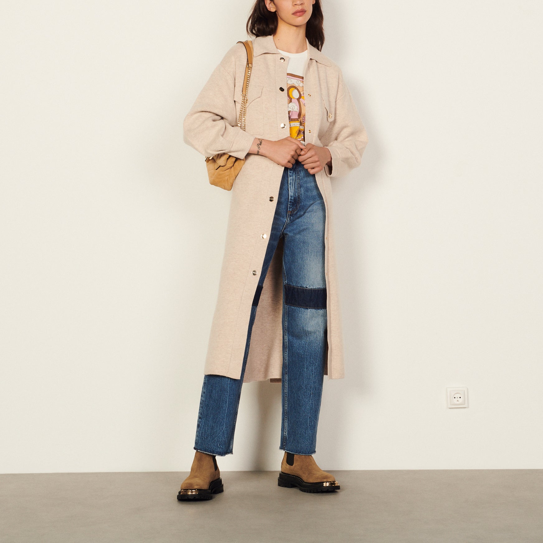 Cardi-coat long en laine Faume - seconde main