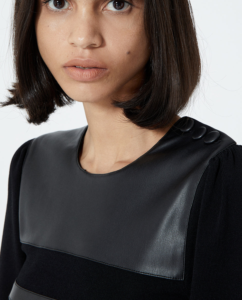 Robe maille noire style marinière Faume - seconde main