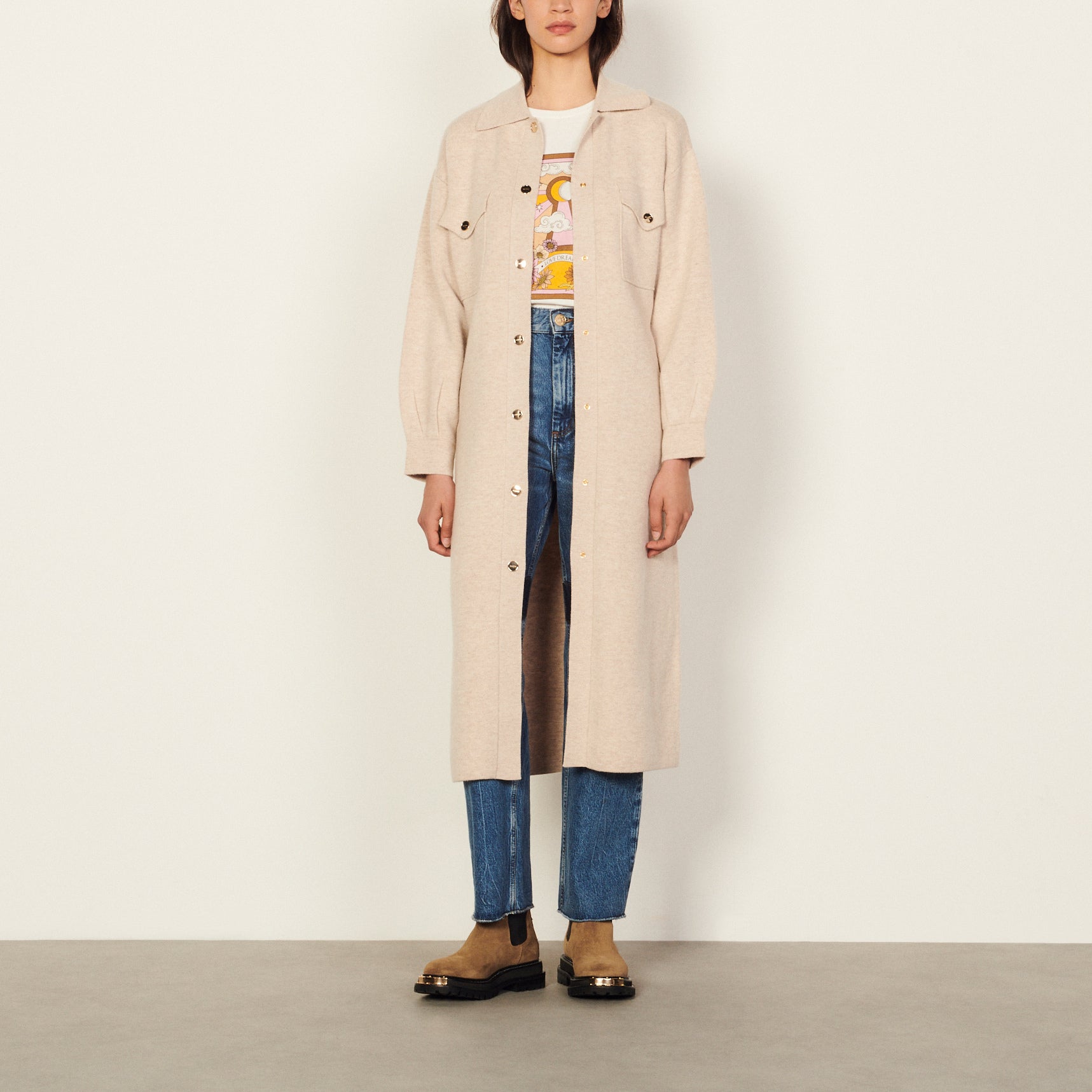Cardi-coat long en laine Faume - seconde main