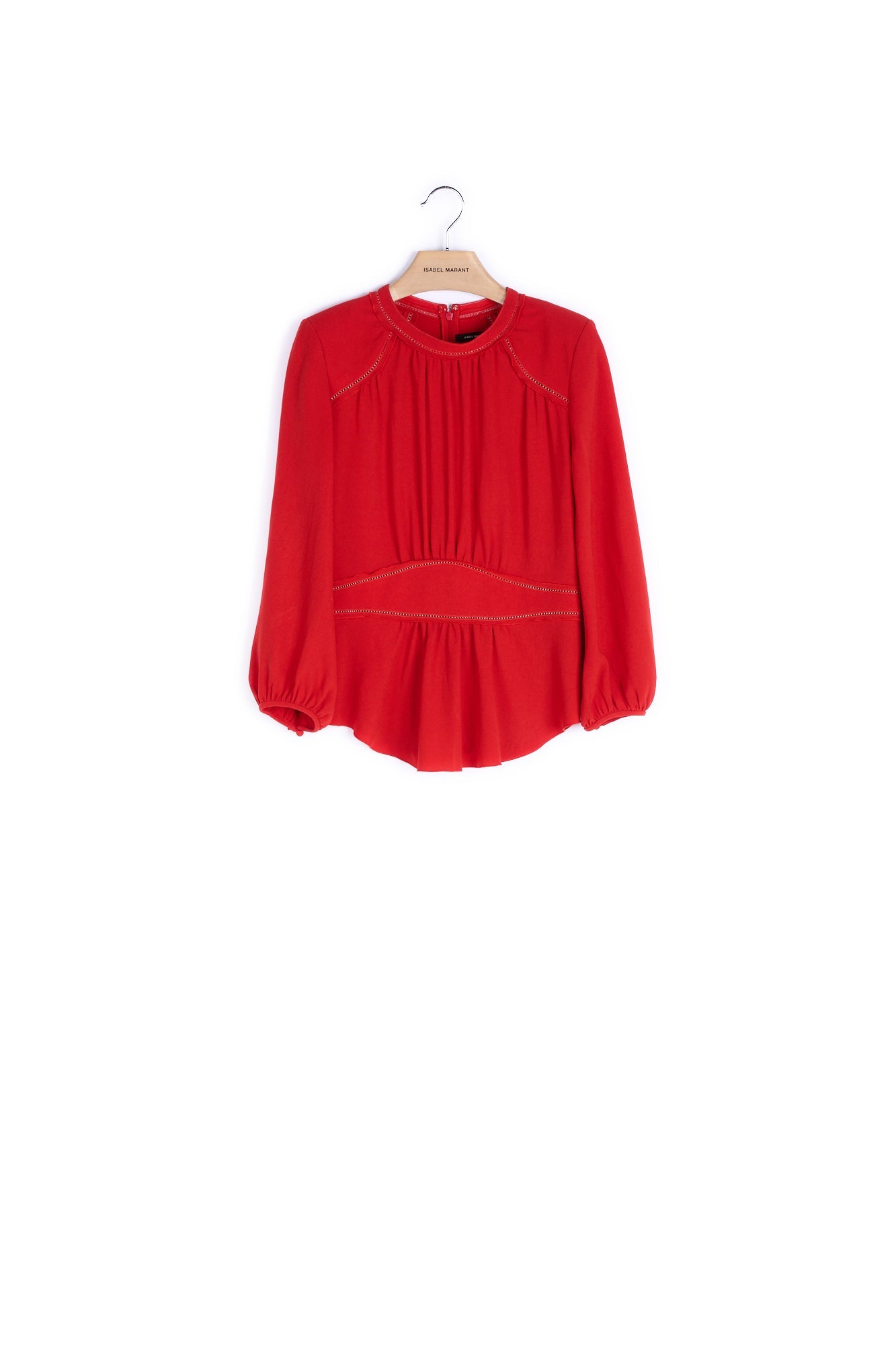 Blouse col rond manches bouffantes - 38 Faume - seconde main