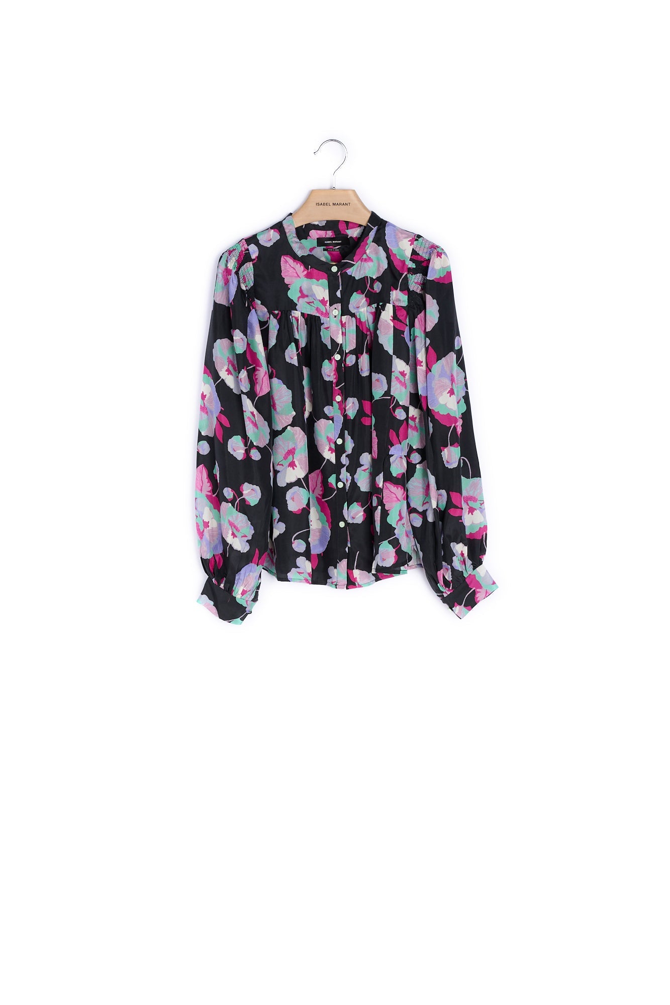 Chemise boutonnée col rond manches longues - 36 Faume - seconde main